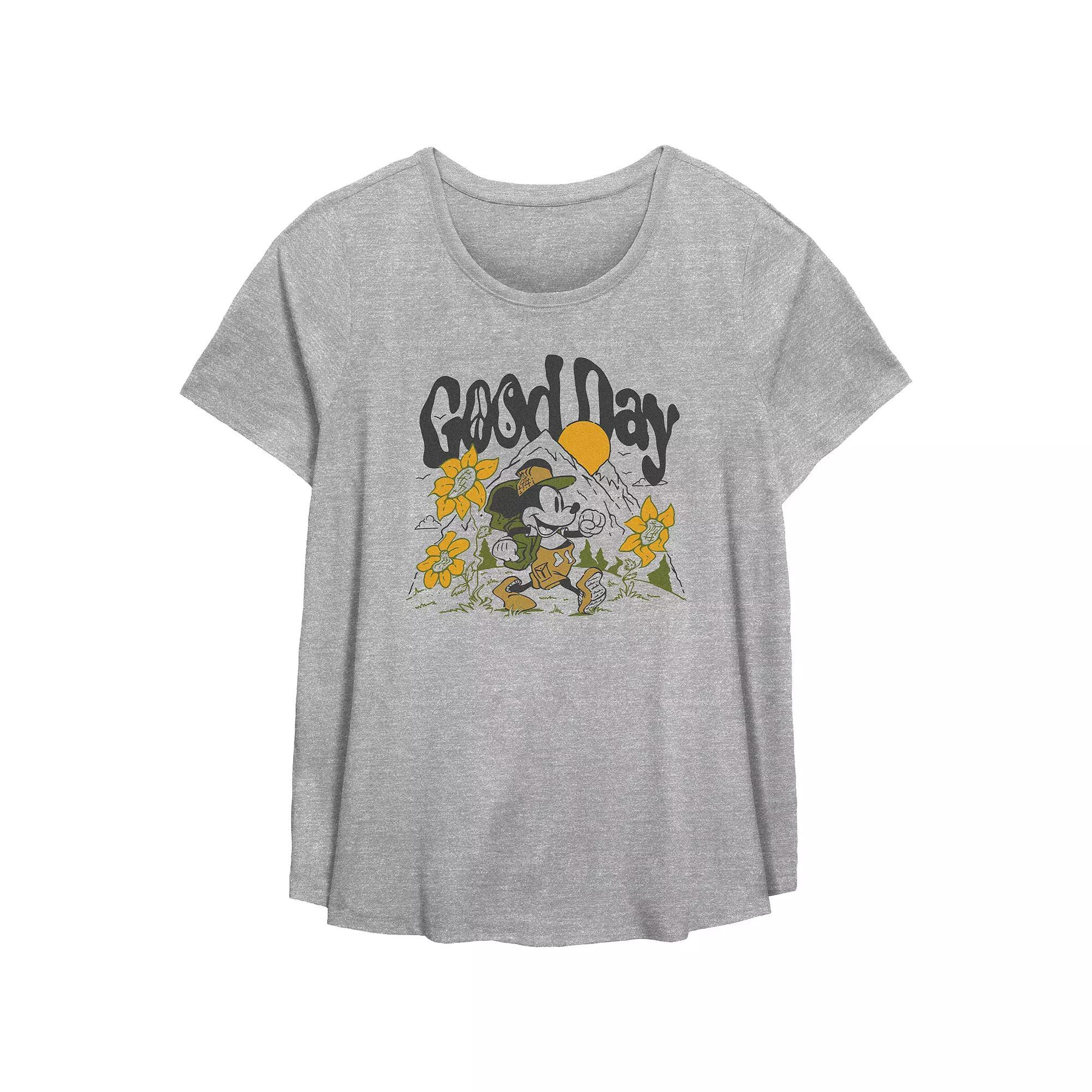 Disney's Mickey Mouse Good Day Plus Size Flowy Graphic Tee, Women's, Size: 2XL, Grey Gray Product Image