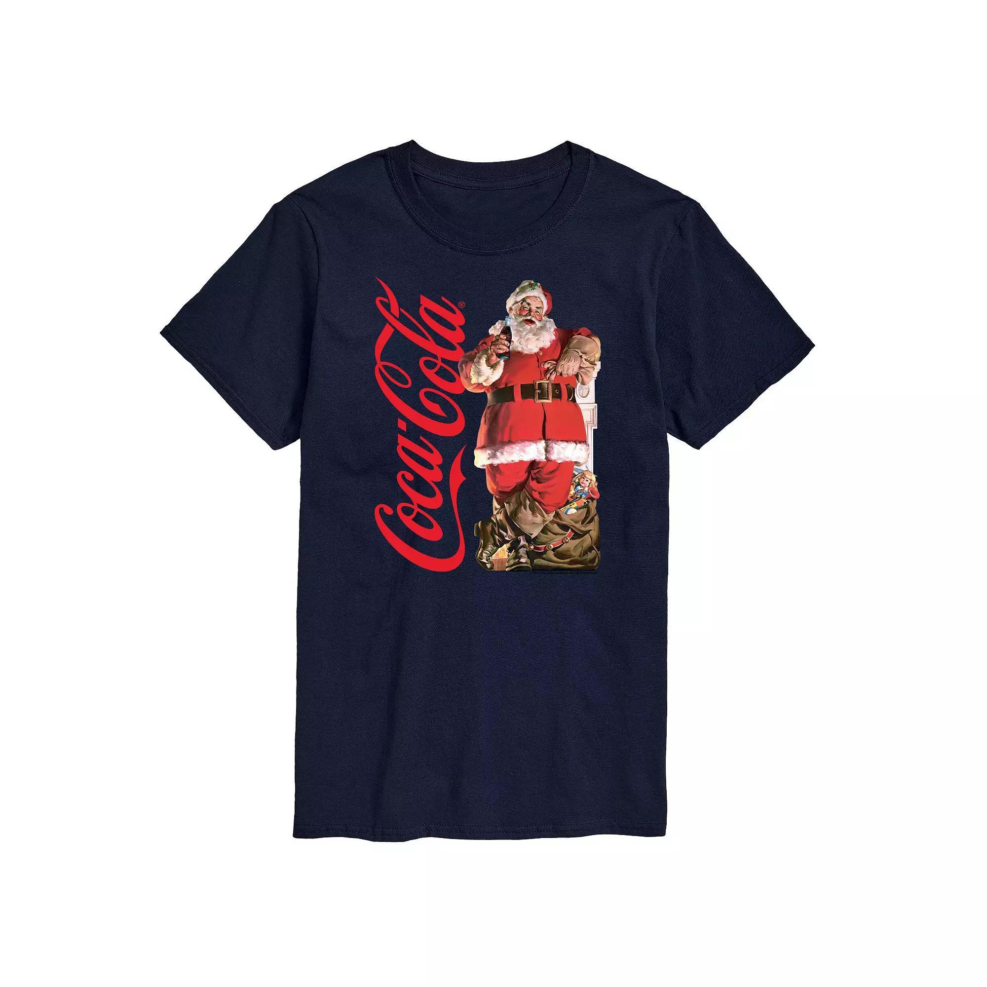 Men's CocaCola Vintage Santa Tee, Size: XXL, Blue Product Image