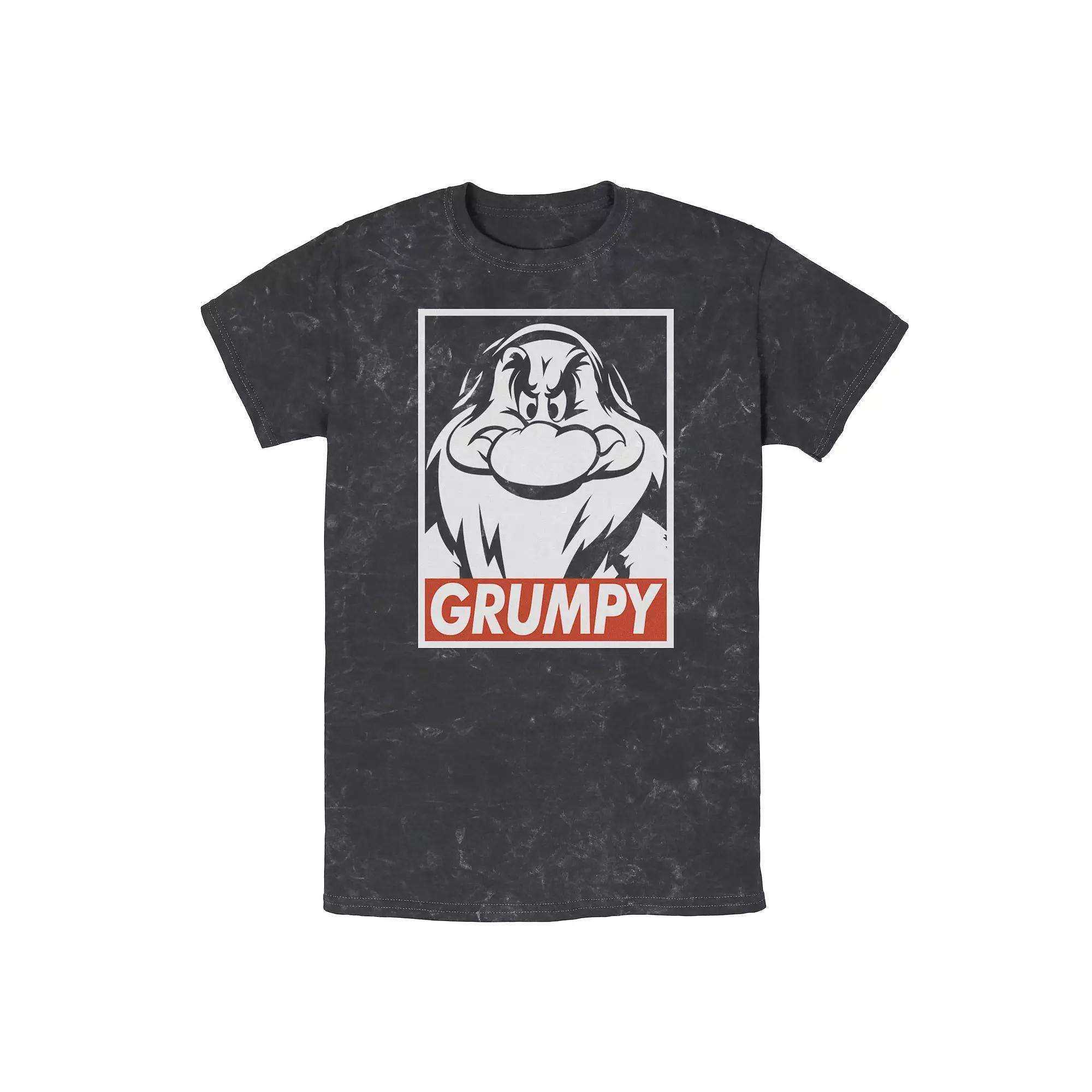 Men's Disney Snow White Grumpy Streetwear Poster Wash Tee, Size: XL, Black Product Image