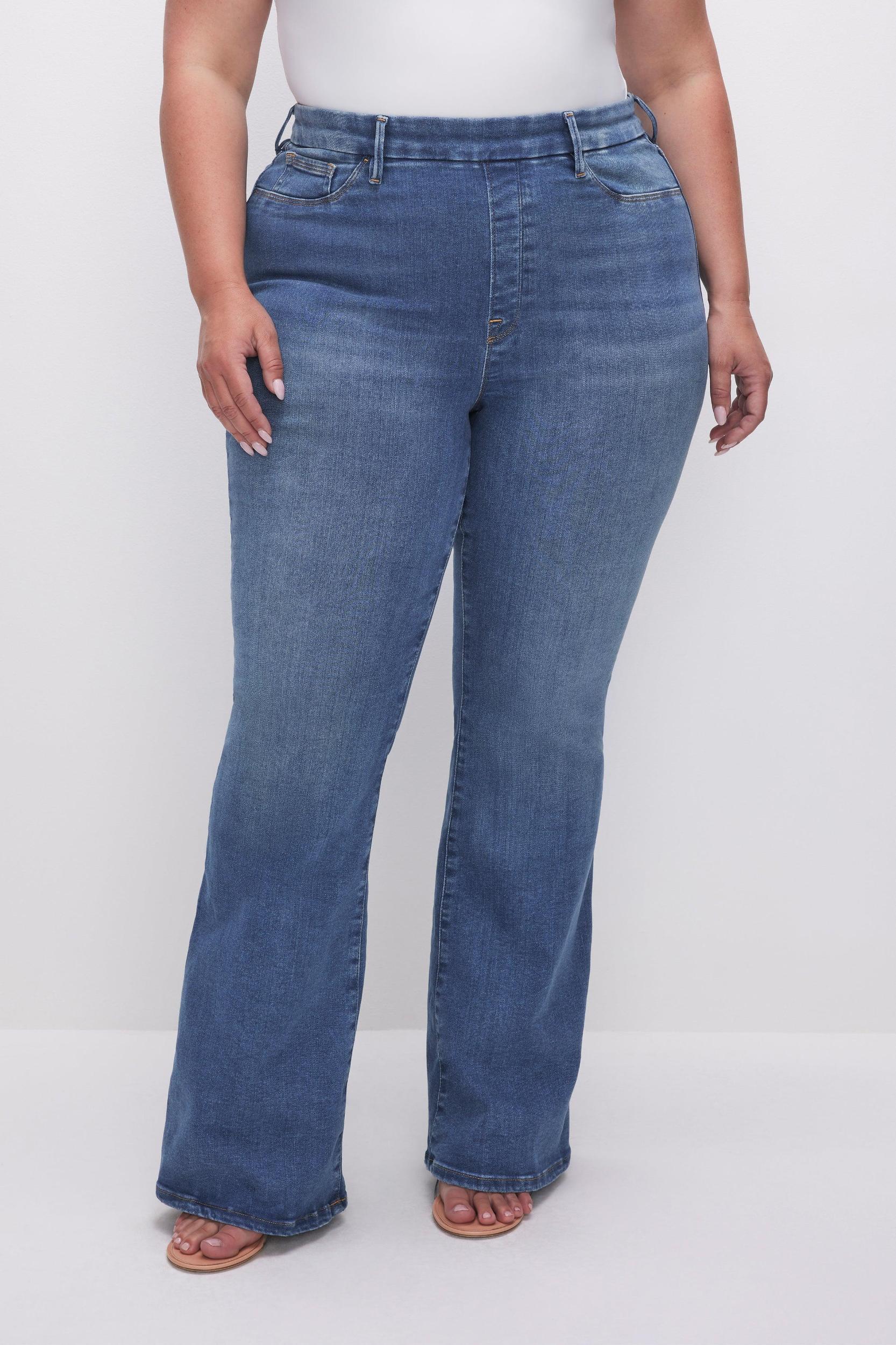 POWER STRETCH PULL-ON FLARE JEANS | INDIGO490 Product Image