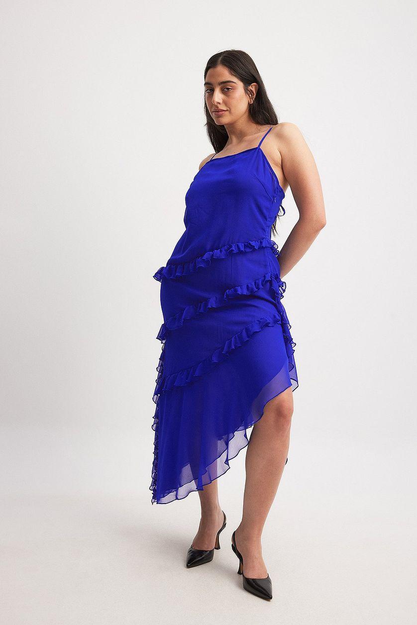 Ruffle Chiffon Midi Dress Product Image