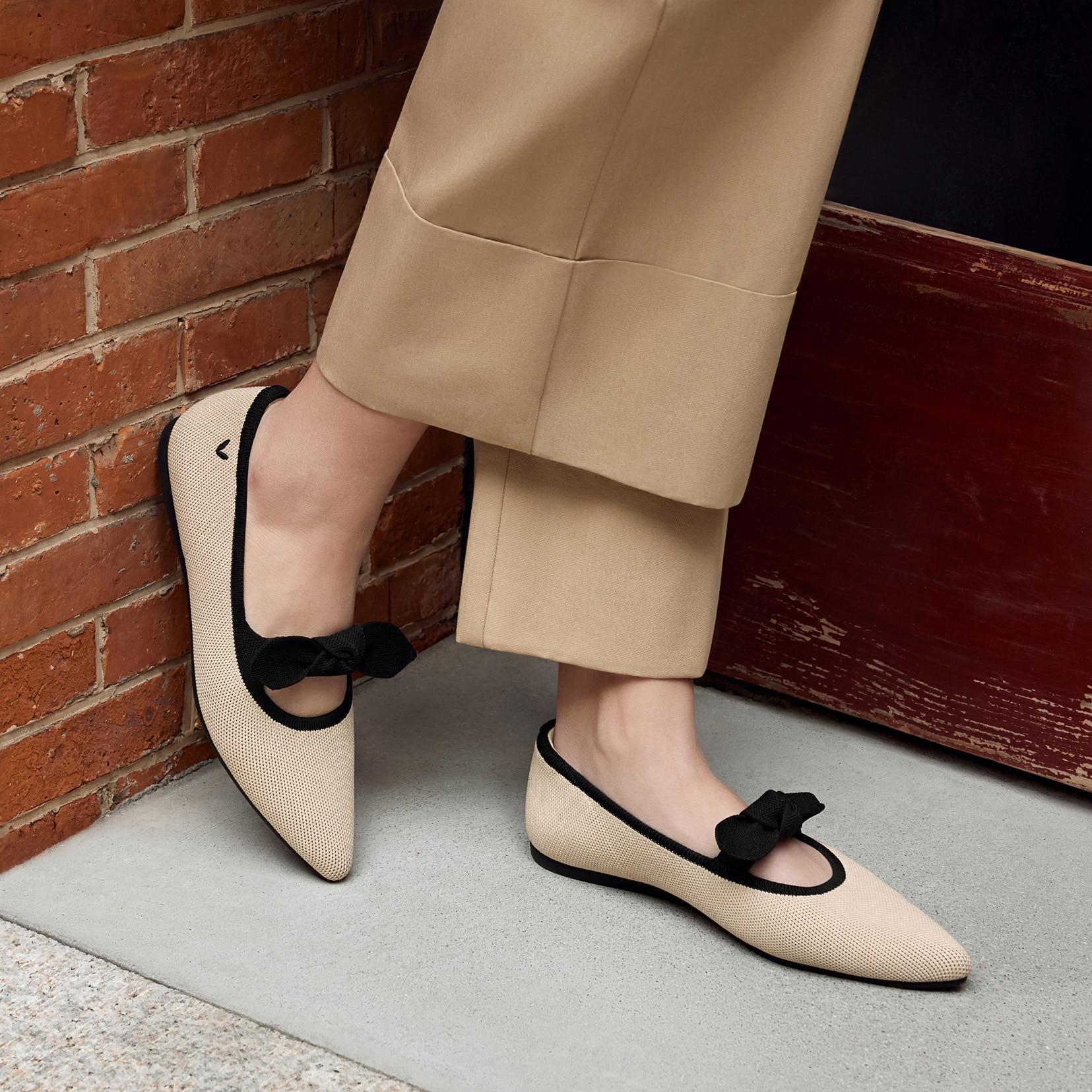 Pointed-Toe Bow Flats (Addriane) Product Image