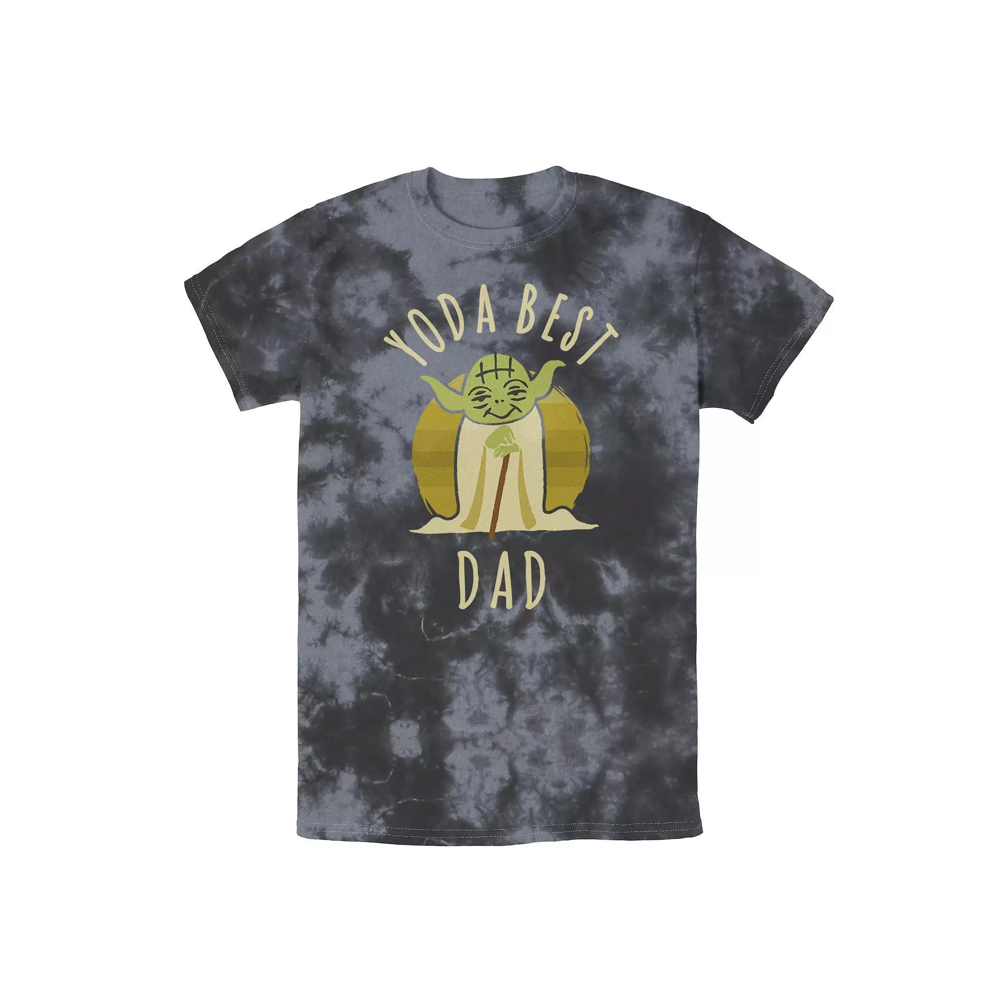 Men's Star Wars Yoda Best Dad Cartoon Yoda Tee, Boy's, Size: Medium, Black Grey Product Image