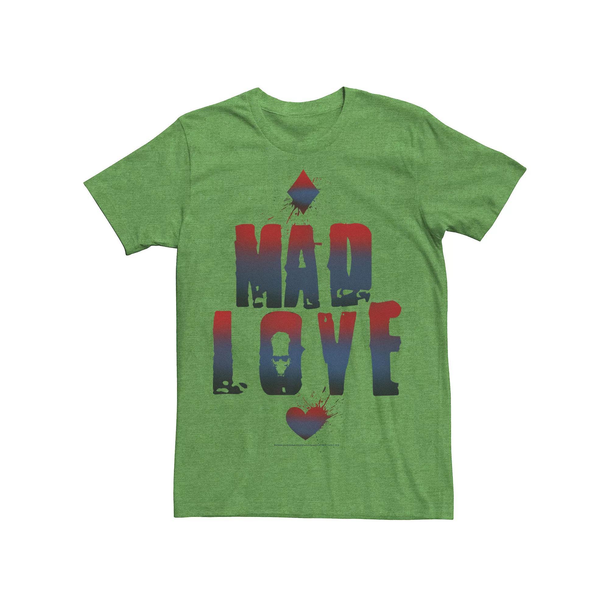 Men's DC Comics Batman Harley Quinn And Joker Mad Love Text Tee, Size: Medium, Kelly Grey Product Image