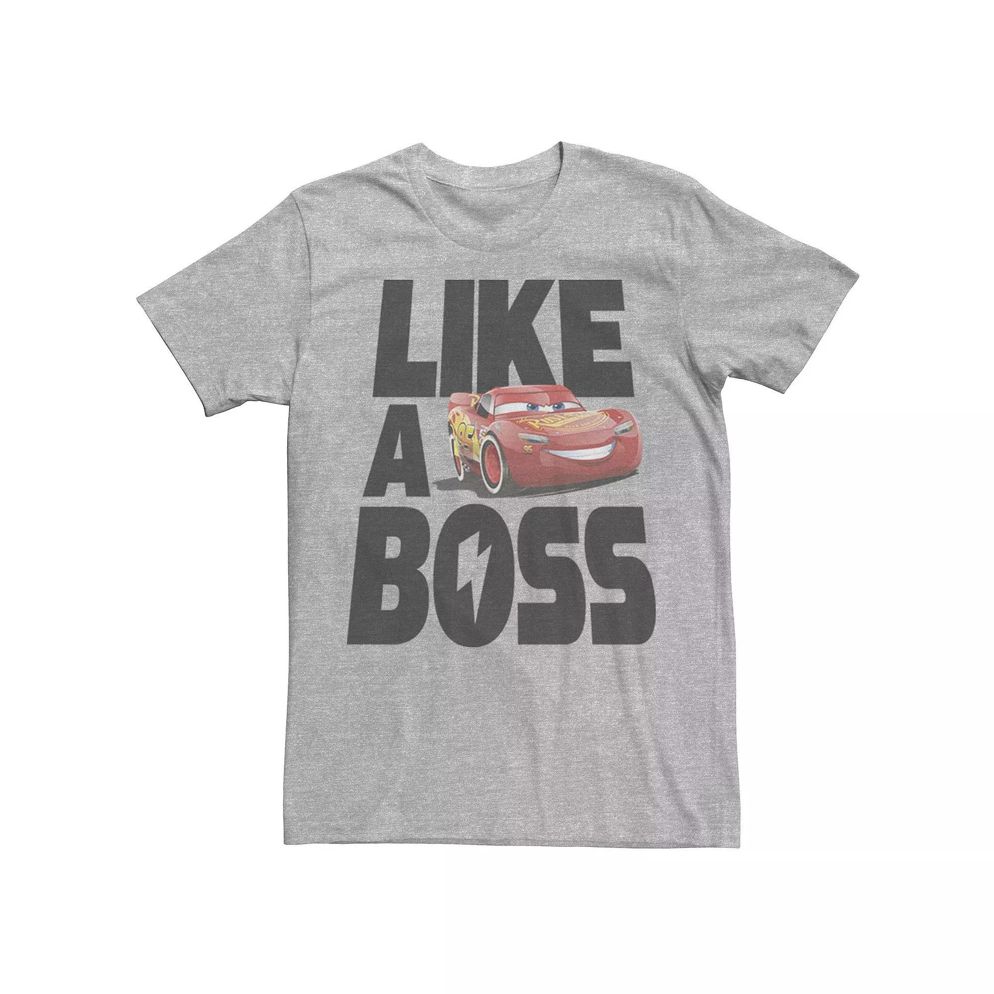 Disney / Pixars Cars 3 Lightning McQueen Mens Like A Boss Tee Athletic Grey Product Image