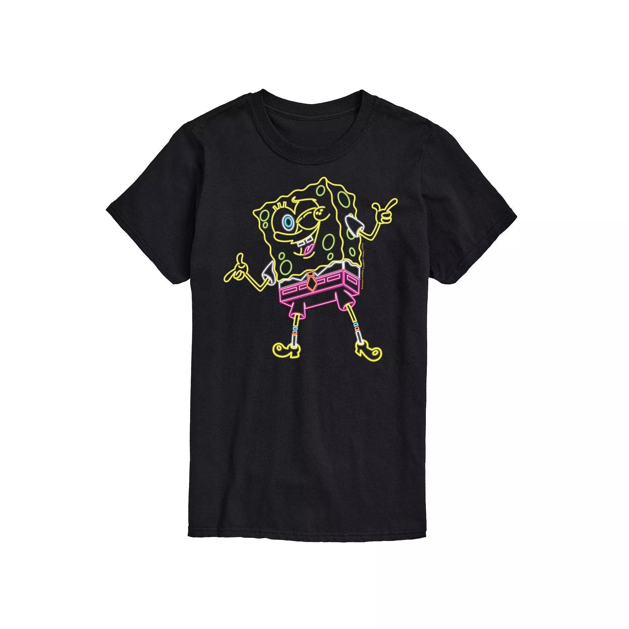 Men's Nickelodeon SpongeBob SquarePants Neon Graphic Tee, Size: XL, Black Product Image