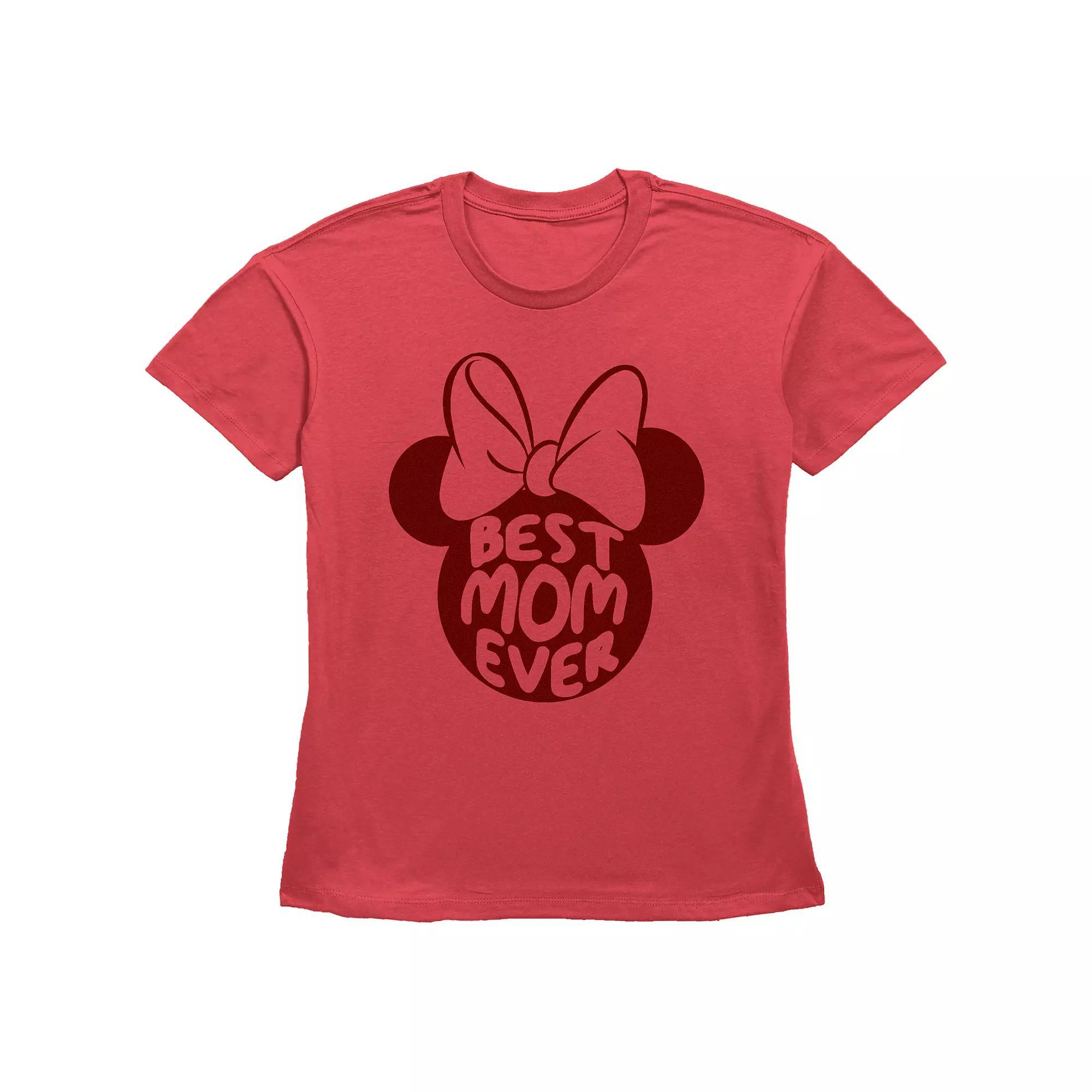 Disney's Minnie Mouse Juniors' Best Mom Ever Bow Silhouette Graphic Tee, Women's,  Product Image