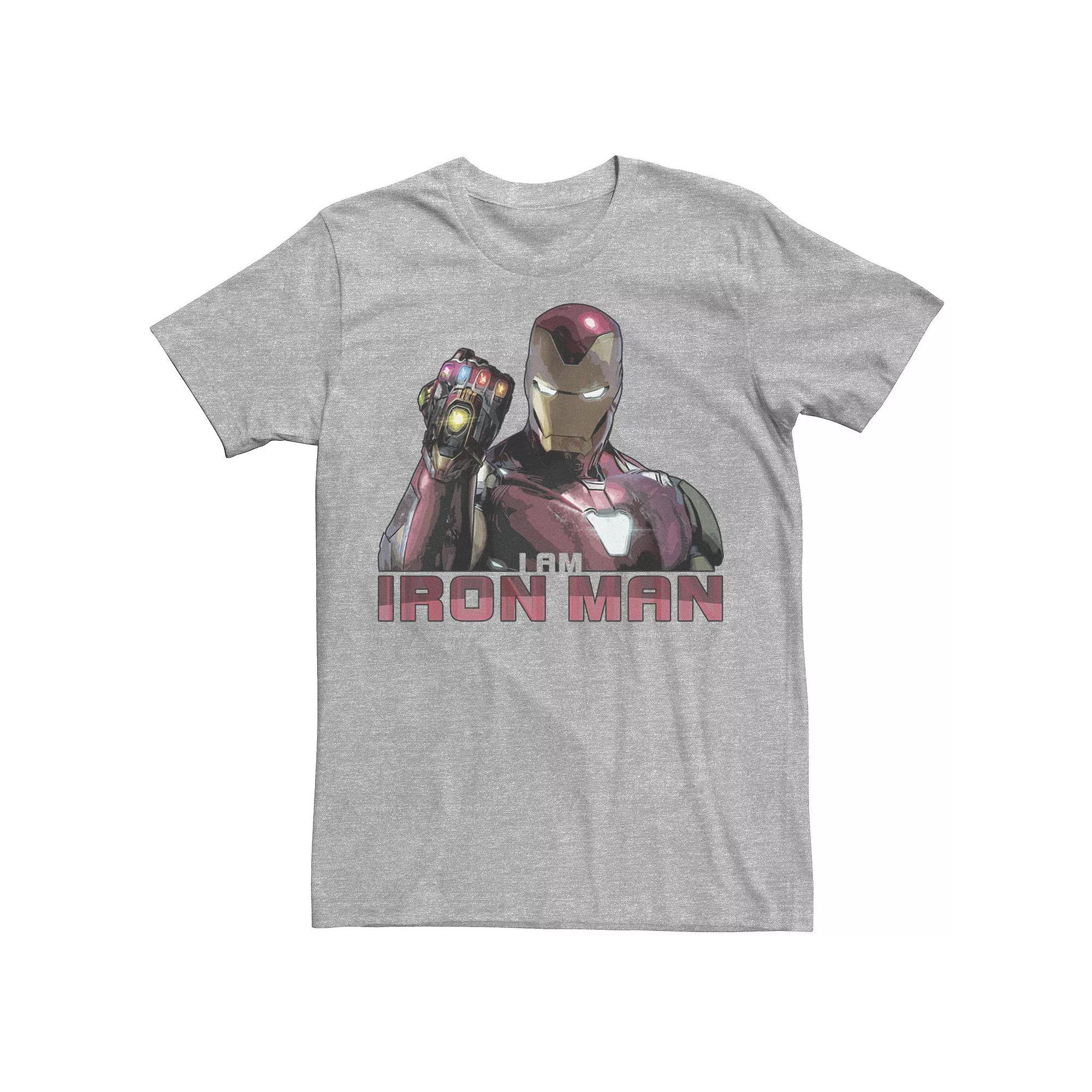 Men's Marvel Avengers Endgame I Am Iron Man Movie Quote Portrait Graphic Tee, Size: 3XL, Athletic Grey Product Image