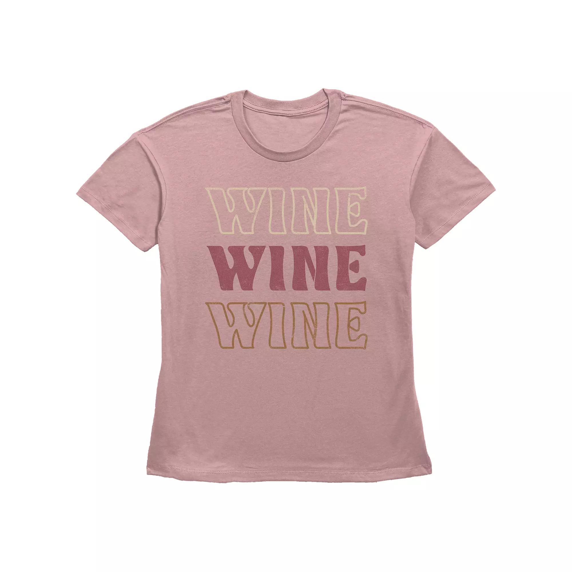 Women's Fifth Sun "Wine" Triple Stacked Text Short Sleeve Graphic Tee, Girl's, Size: XL, Desert Pink Product Image