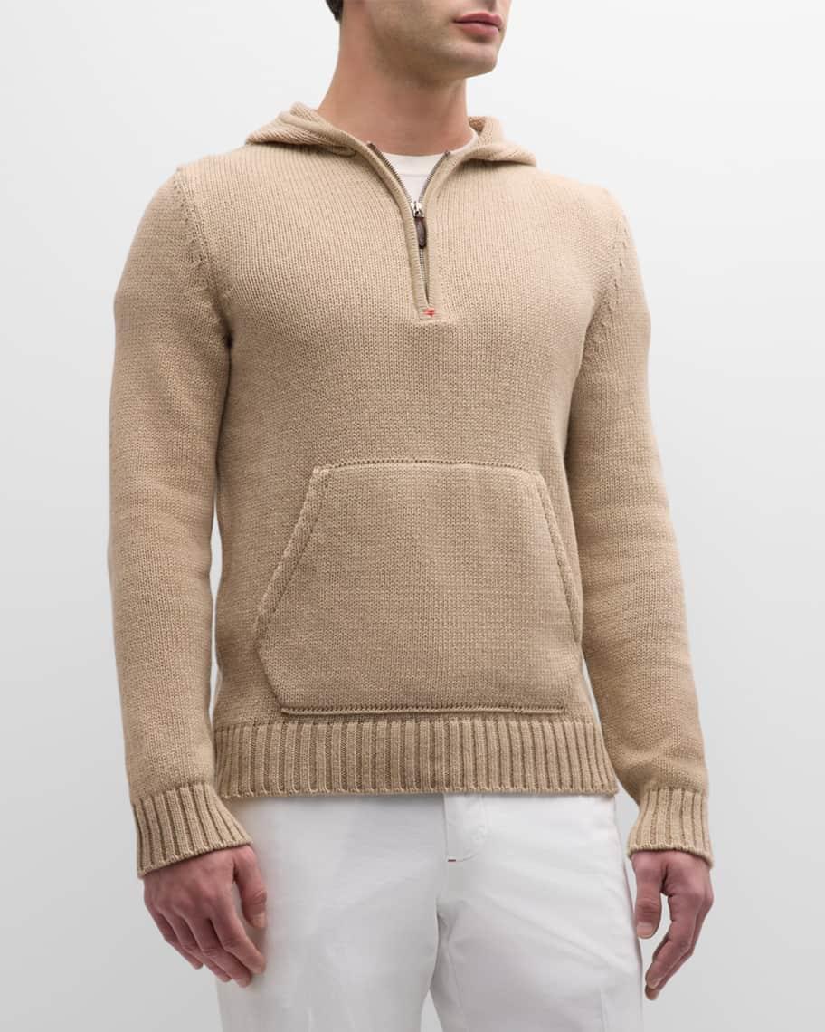 Men's Cashmere-Cotton Knit Half-Zip Hoodie Product Image