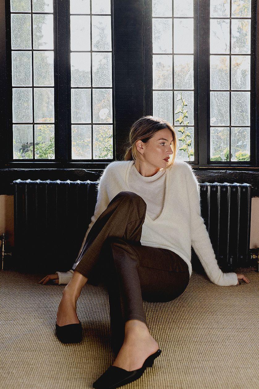 Tailored Mid Waist Trousers Grey Product Image