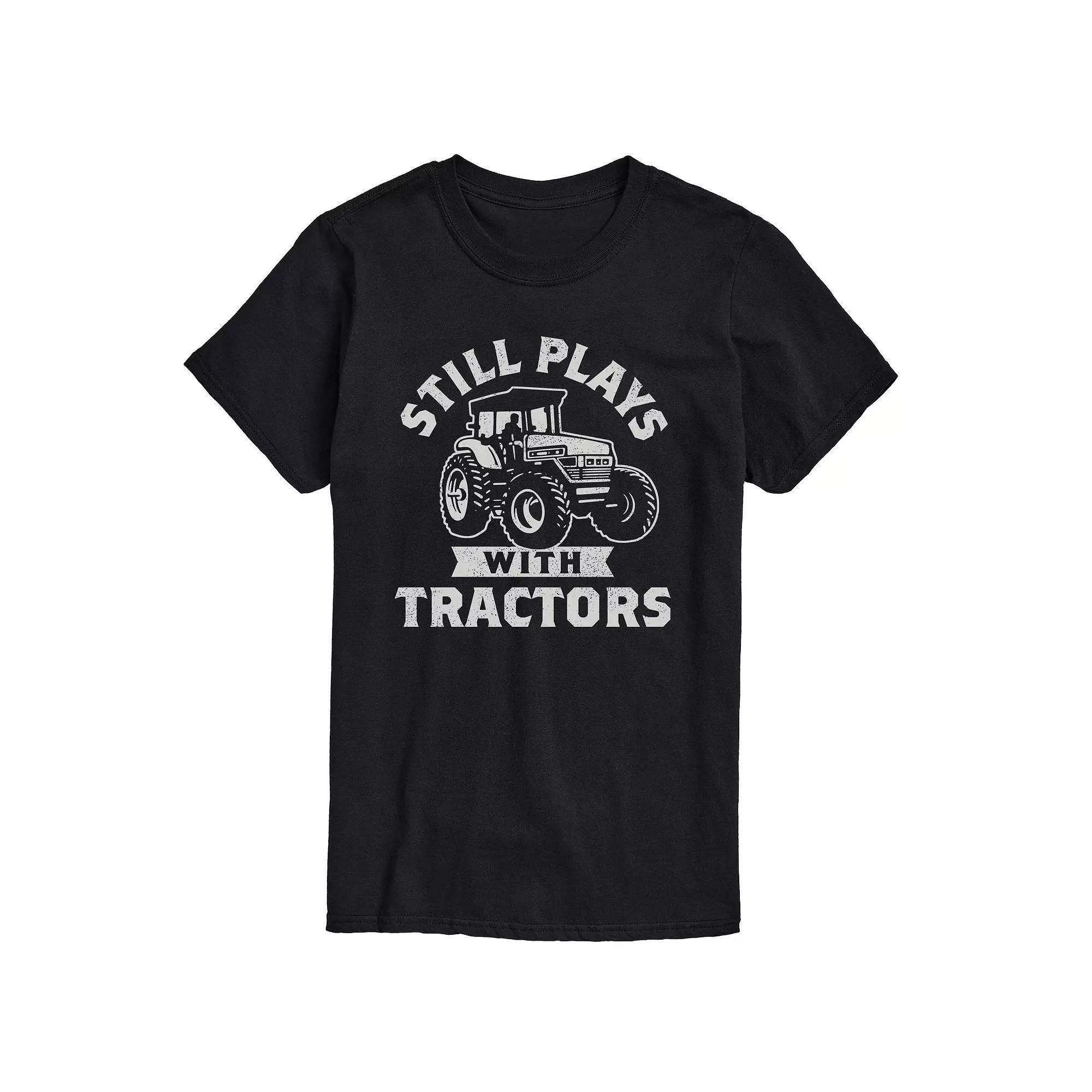 Men's Still Plays with Tractors Graphic Tee, Size: XS, Black Product Image