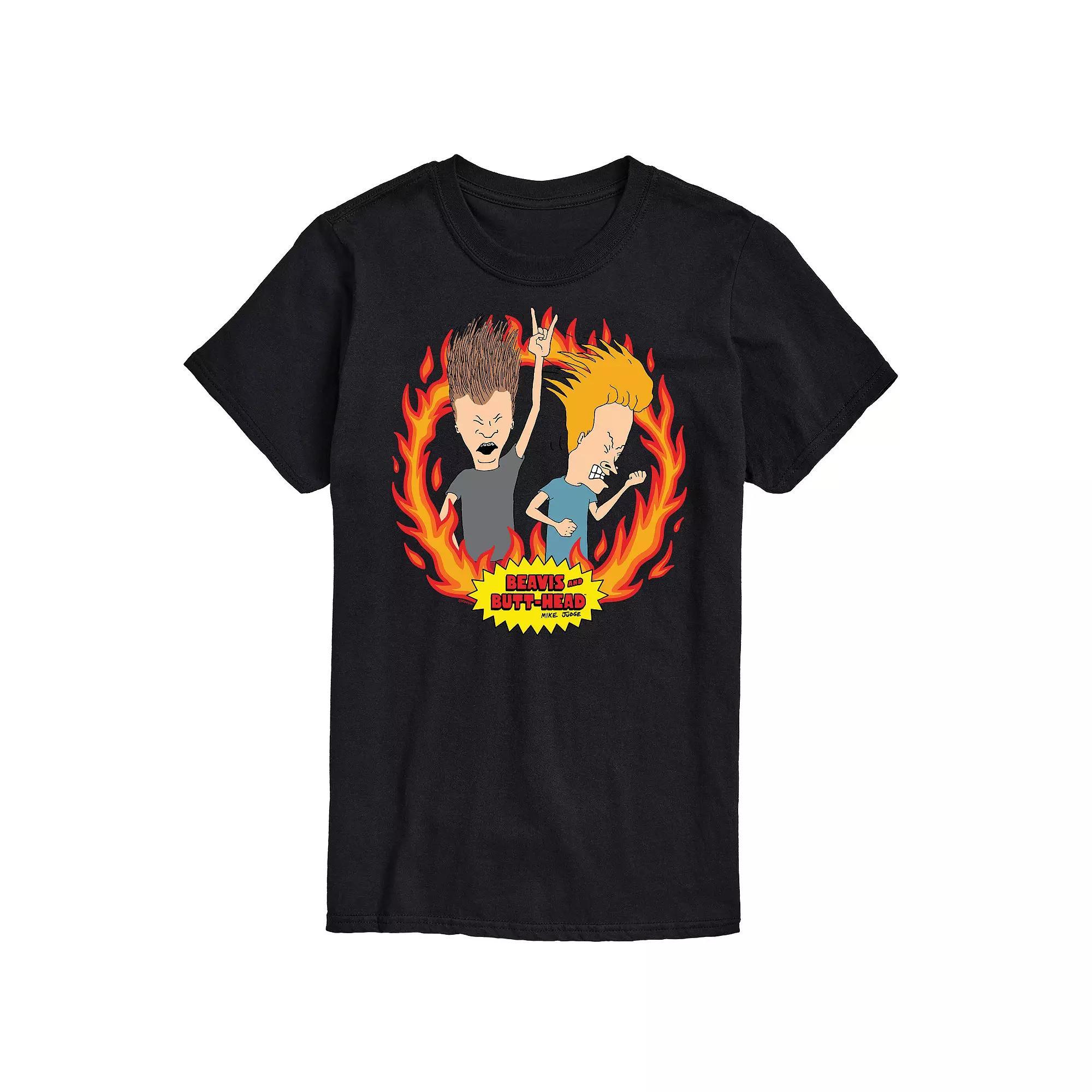 Big & Tall Beavis & Butthead Rock Flames Tee, Men's, Size: XL Tall, Black Product Image