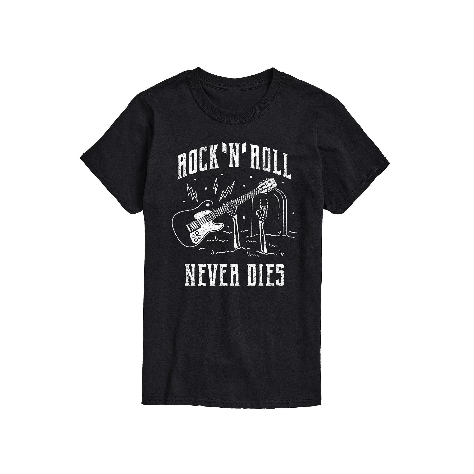 Men's Rock N Roll Never Dies Graphic Tee, Size: Medium, Black Product Image