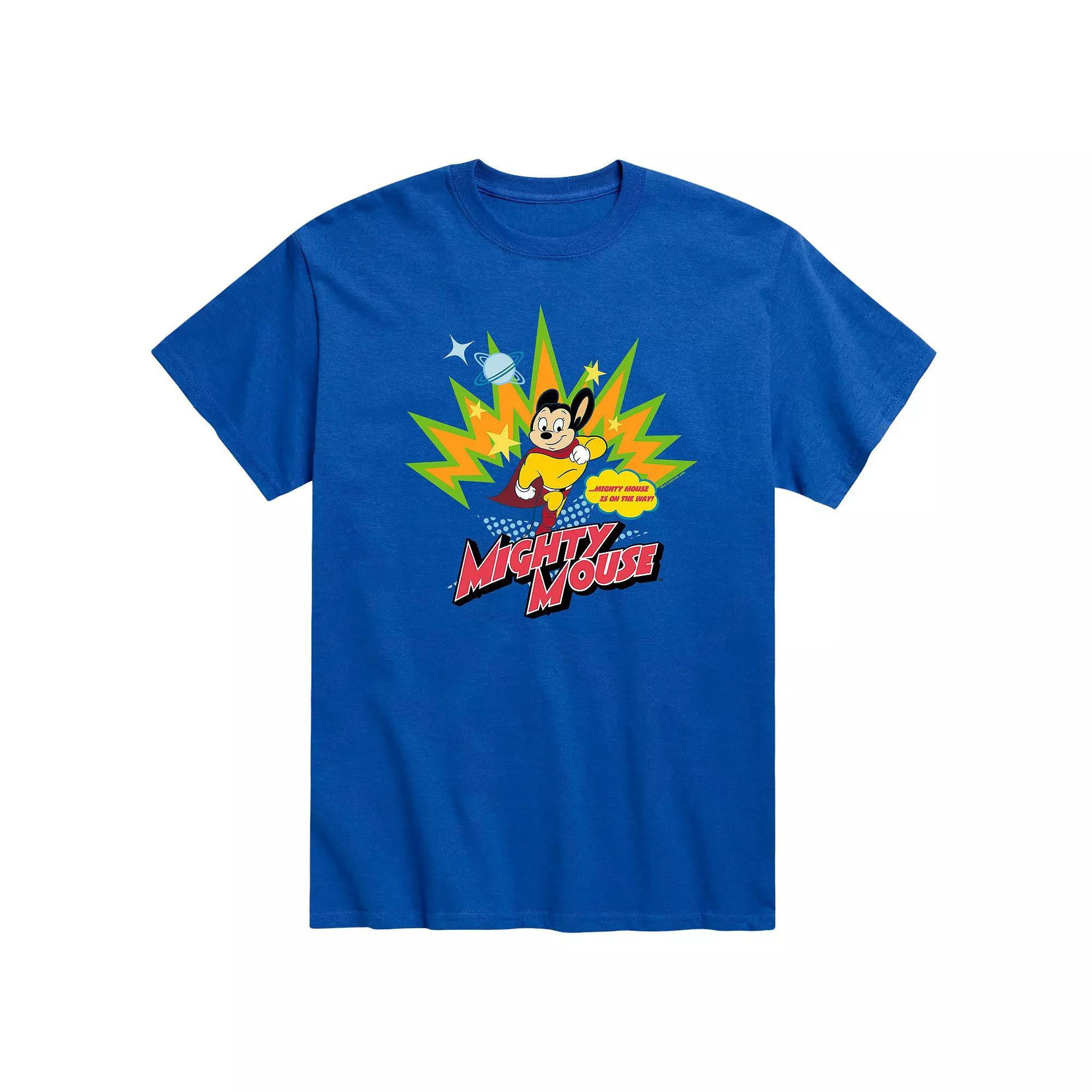 Men's Mighty Mouse On The Way Tee, Size: XXL, Blue Product Image