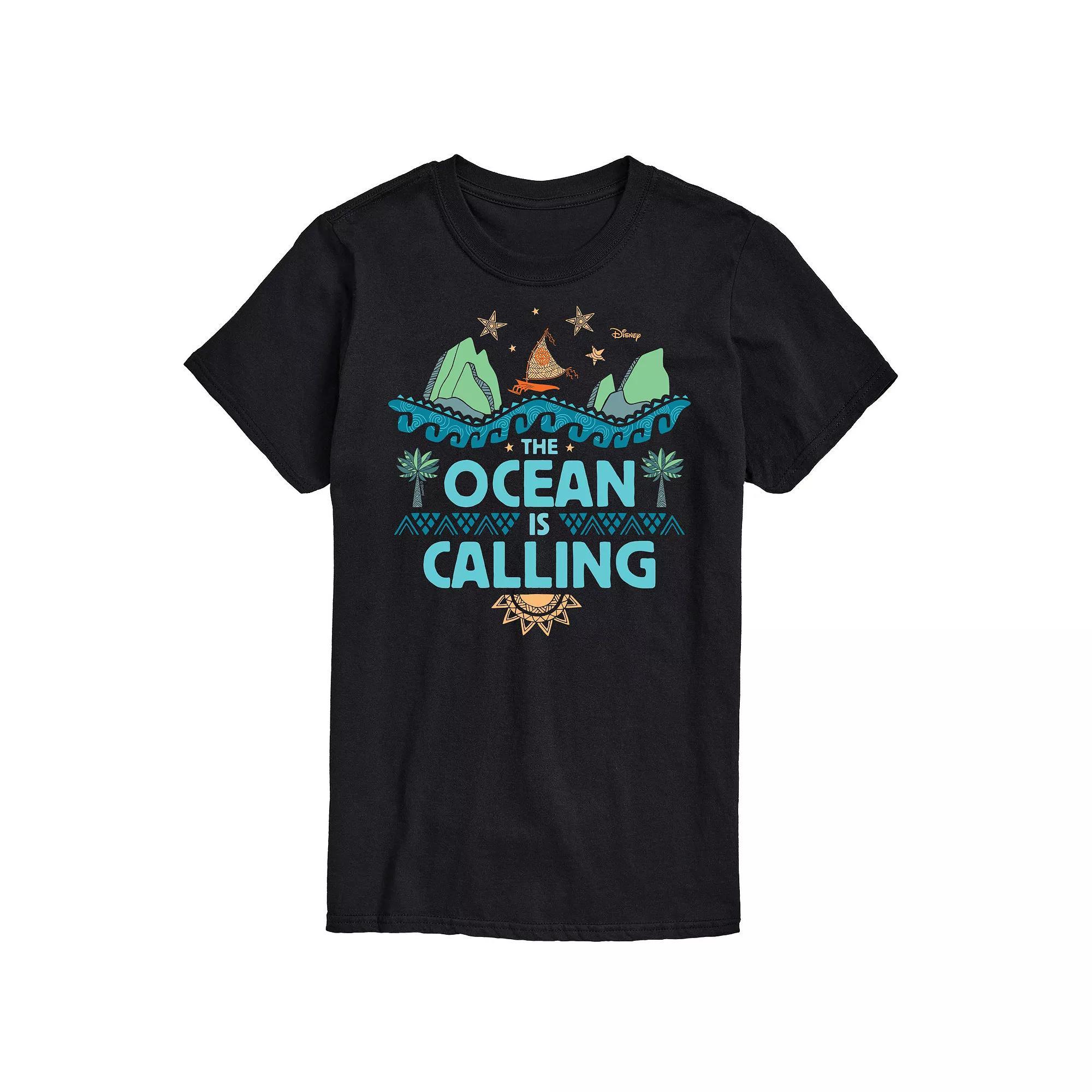 Disney's Moana Big & Tall The Ocean Is Calling Graphic Tee, Men's, Size: 4XL Tall, Black Product Image