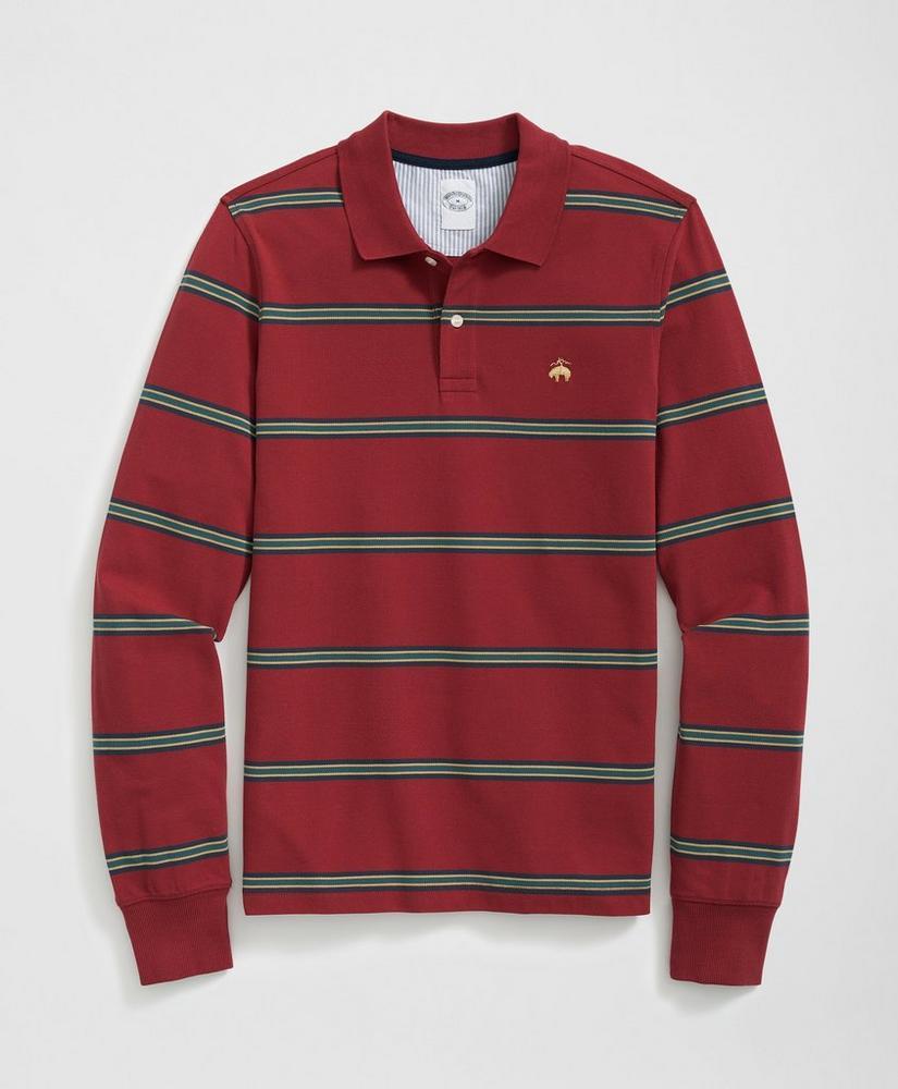 Golden Fleece® Multi Striped Long Sleeve Polo in Supima® Cotton Product Image