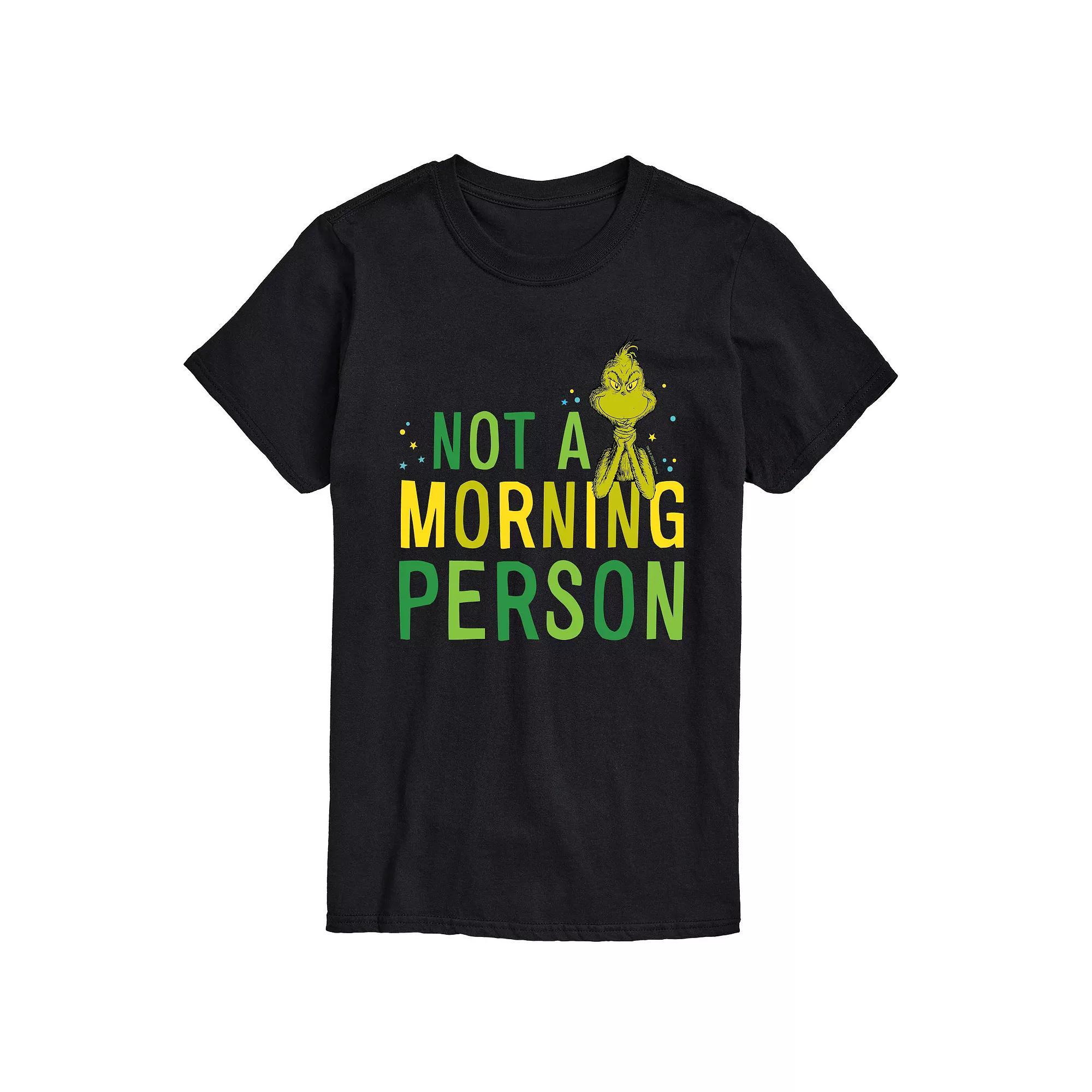 Men's Dr. Seuss Grinch Not A Morning Person Graphic Tee, Size: Medium, Black Product Image