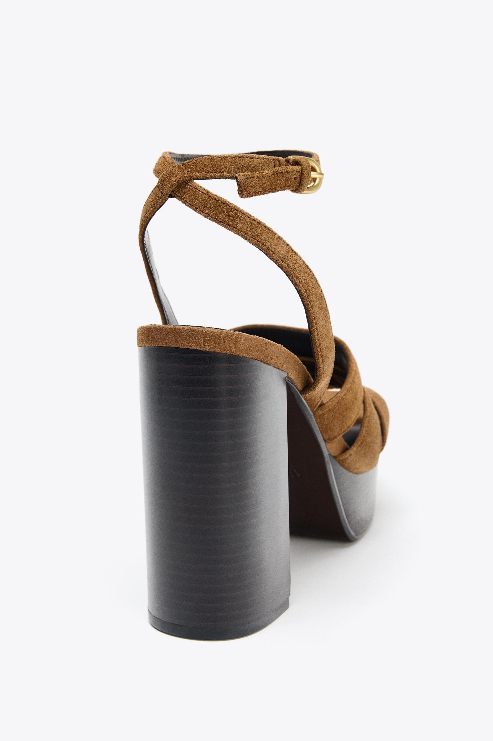 SPLIT LEATHER PLATFORM SANDALS Product Image