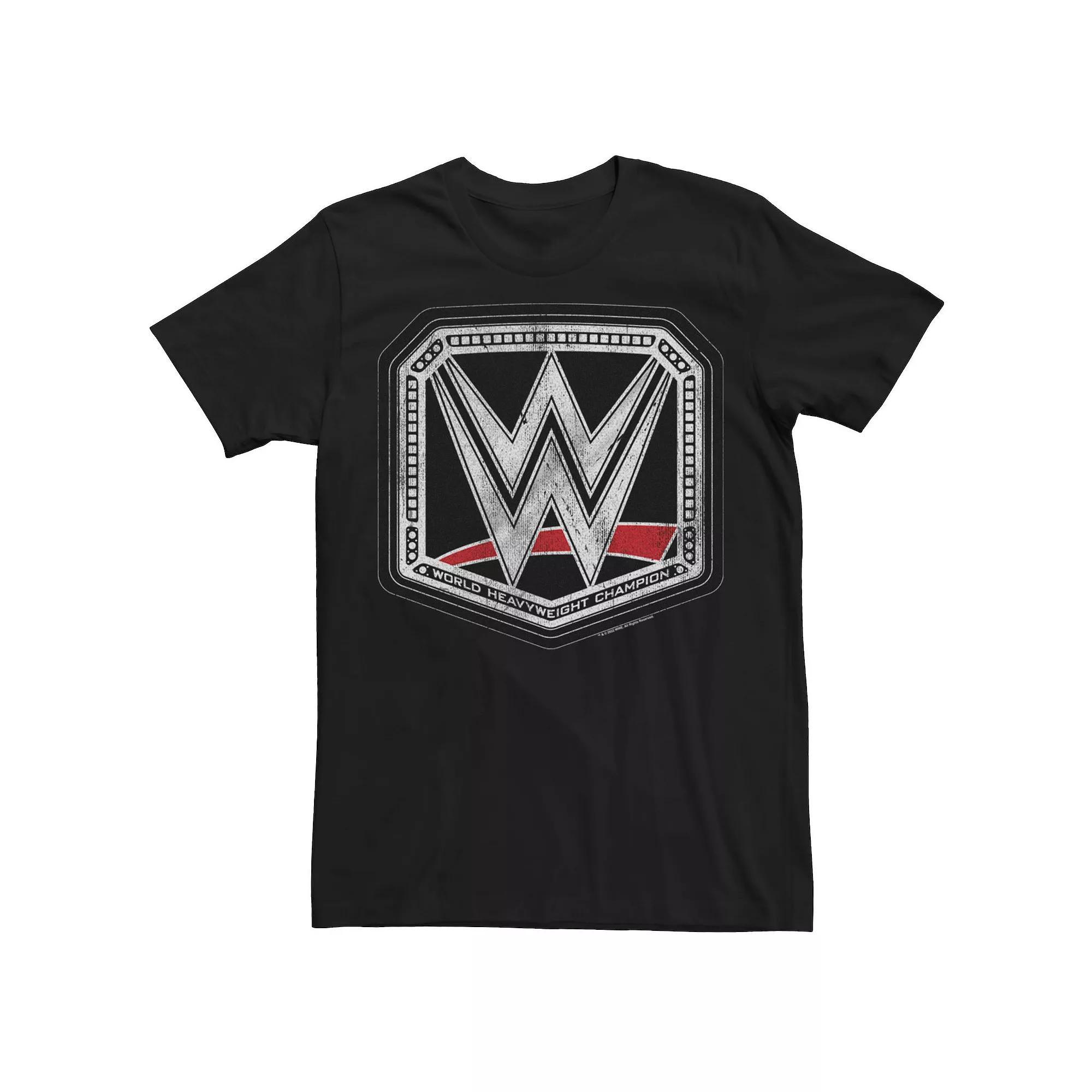Men's WWE World Heavyweigth Champion Silver Logo Tee, Size: XL, Black Product Image