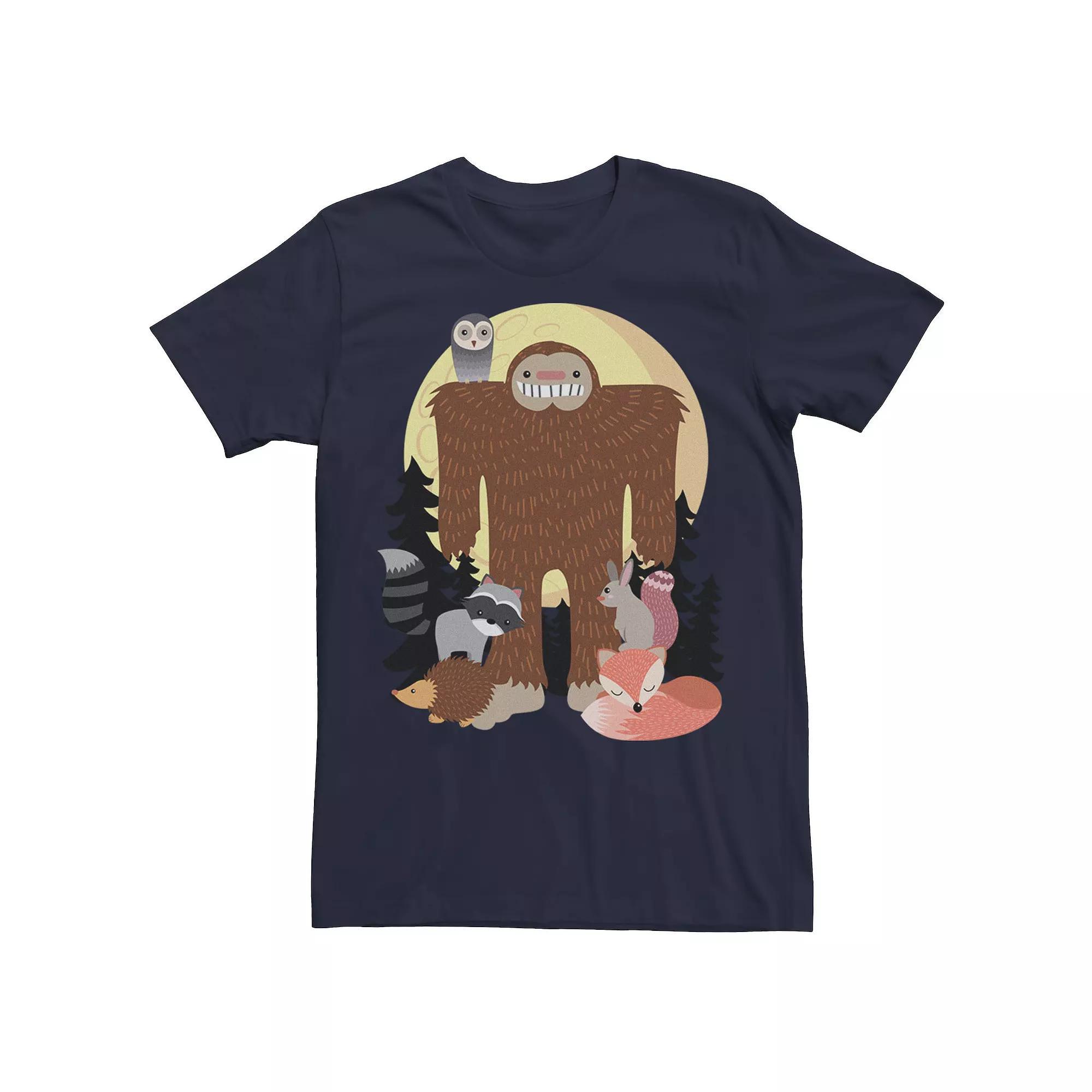 Men's Sasquatch With Woodland Creatures Tee, Size: Large, Blue Product Image