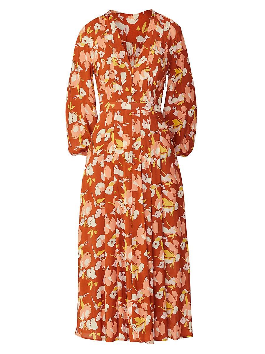 Womens Mira Floral Buttoned Midi-Dress Product Image