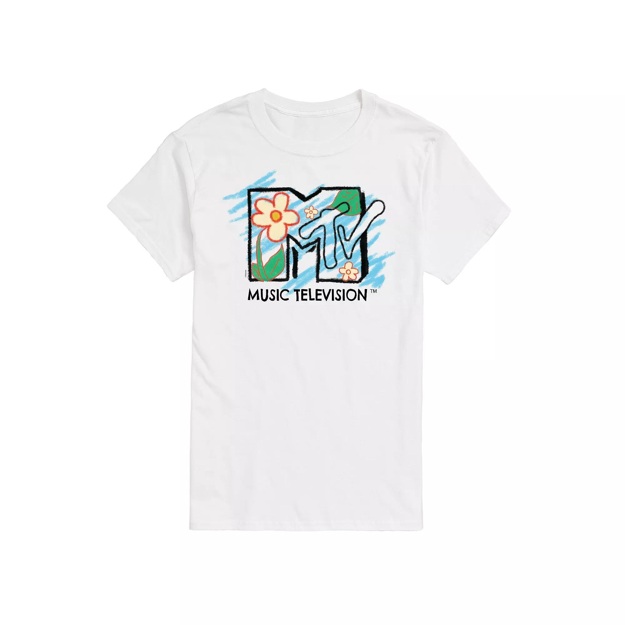 Men's MTV Sketchy Flowers Logo Graphic Tee,  Product Image