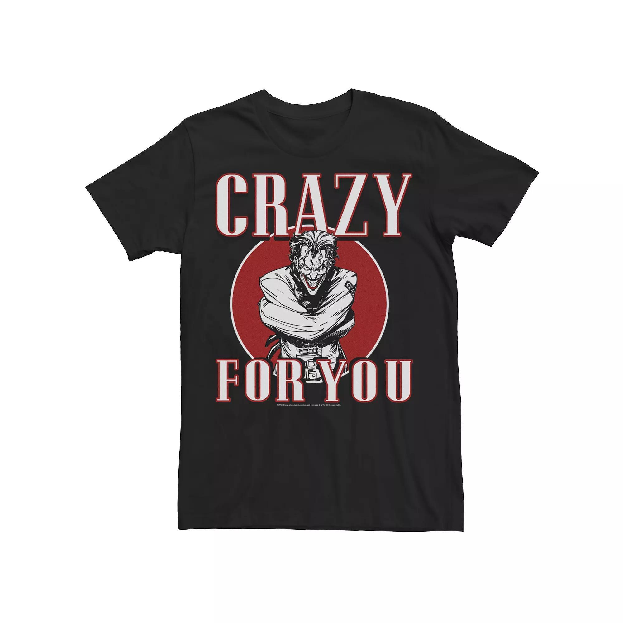 Big & Tall DC Comics Batman Joker "Crazy For You" Love Tee, Men's, Size: 3XLT, Black Product Image