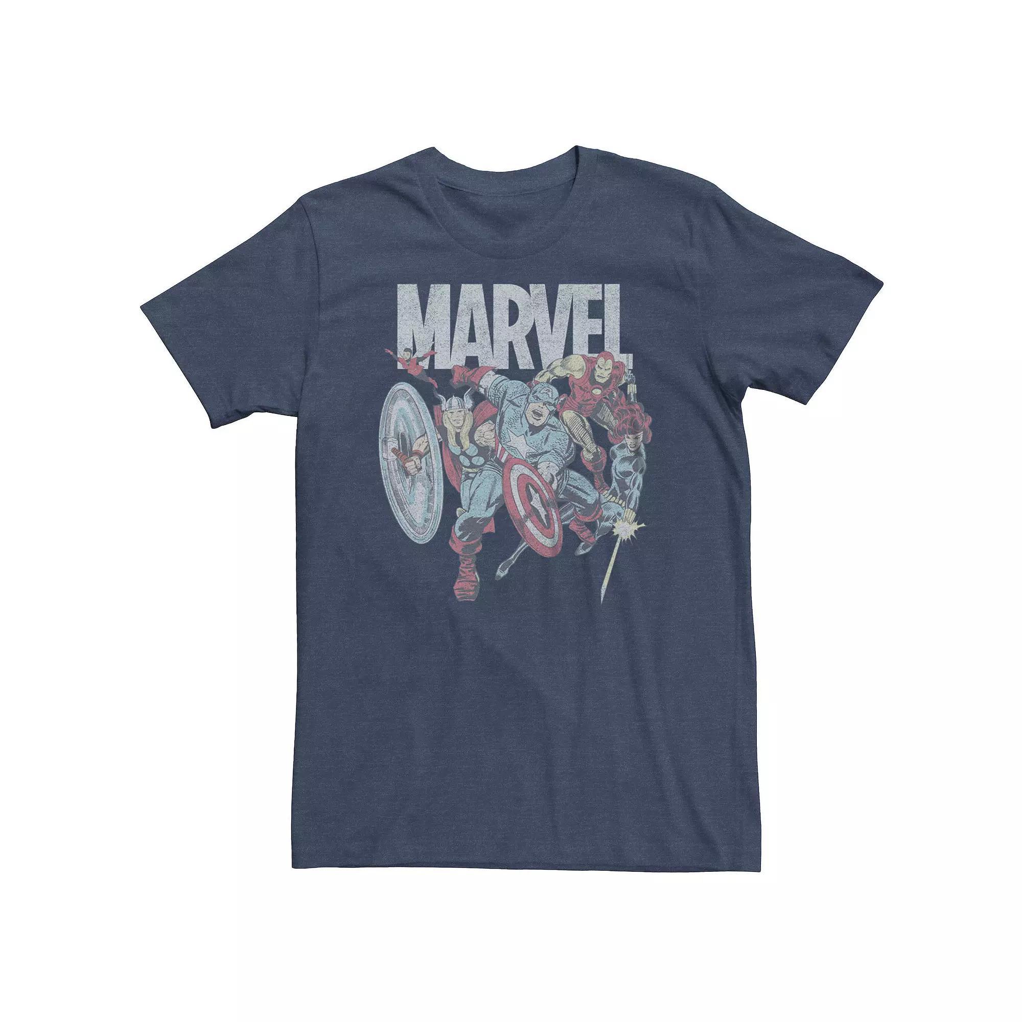 Big & Tall Marvel Comics Vintage Avengers Tee, Men's, Size: 4XLT, Navy Grey Product Image