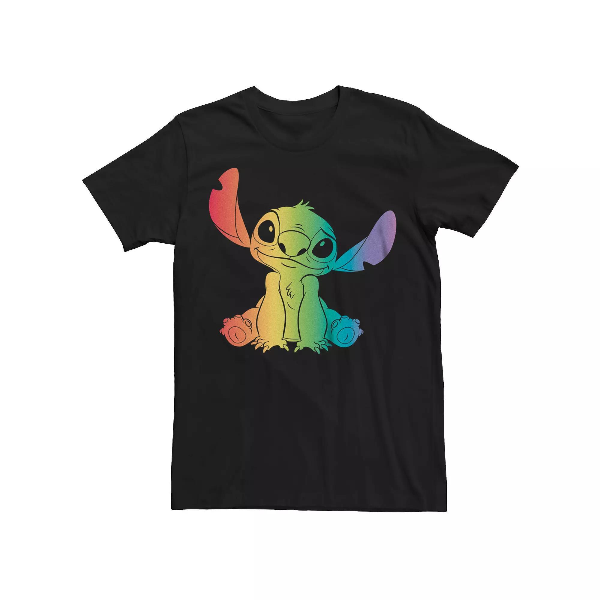 Disney's Lilo & Stitch Men's Rainbow Filled Silhouette Graphic Tee, Size: Large, Black Product Image