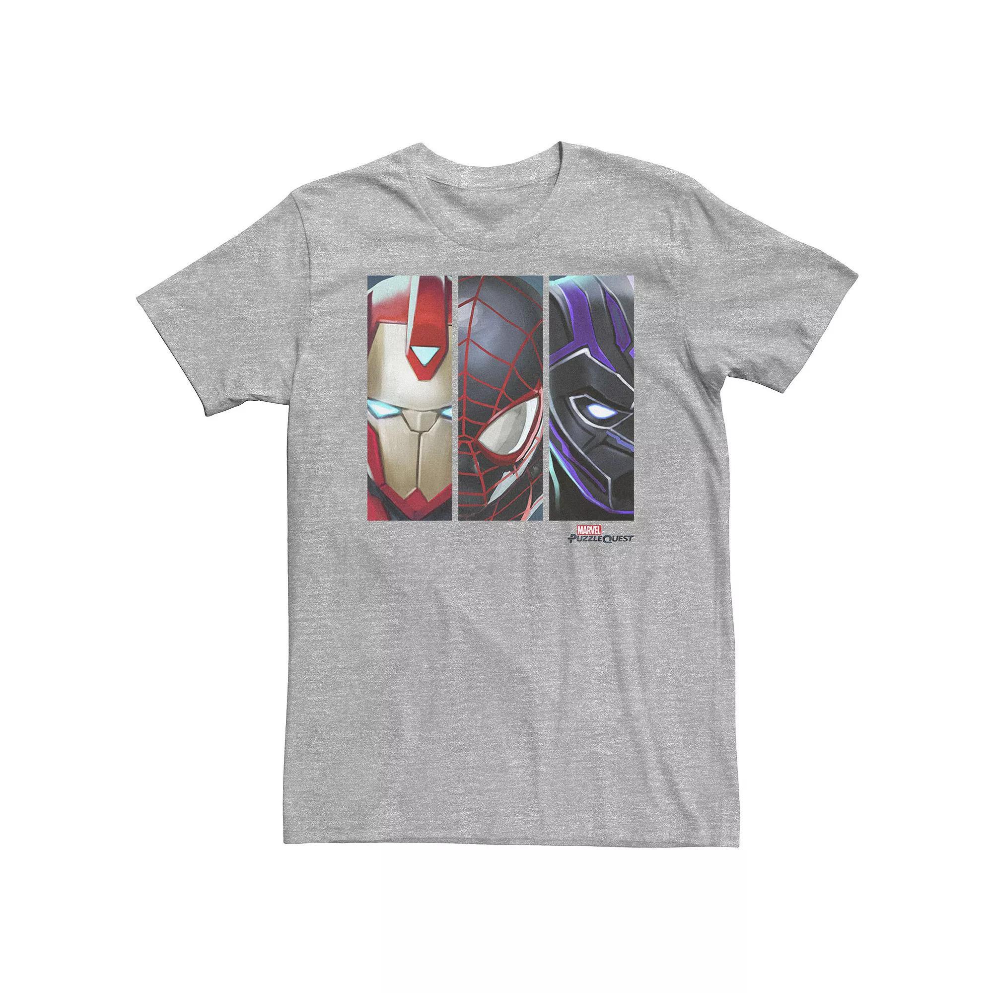 Big & Tall Marvel Puzzle Quest Close-Up Heroes Trio Tee, Men's, Size: 4XL, Athletic Grey Product Image