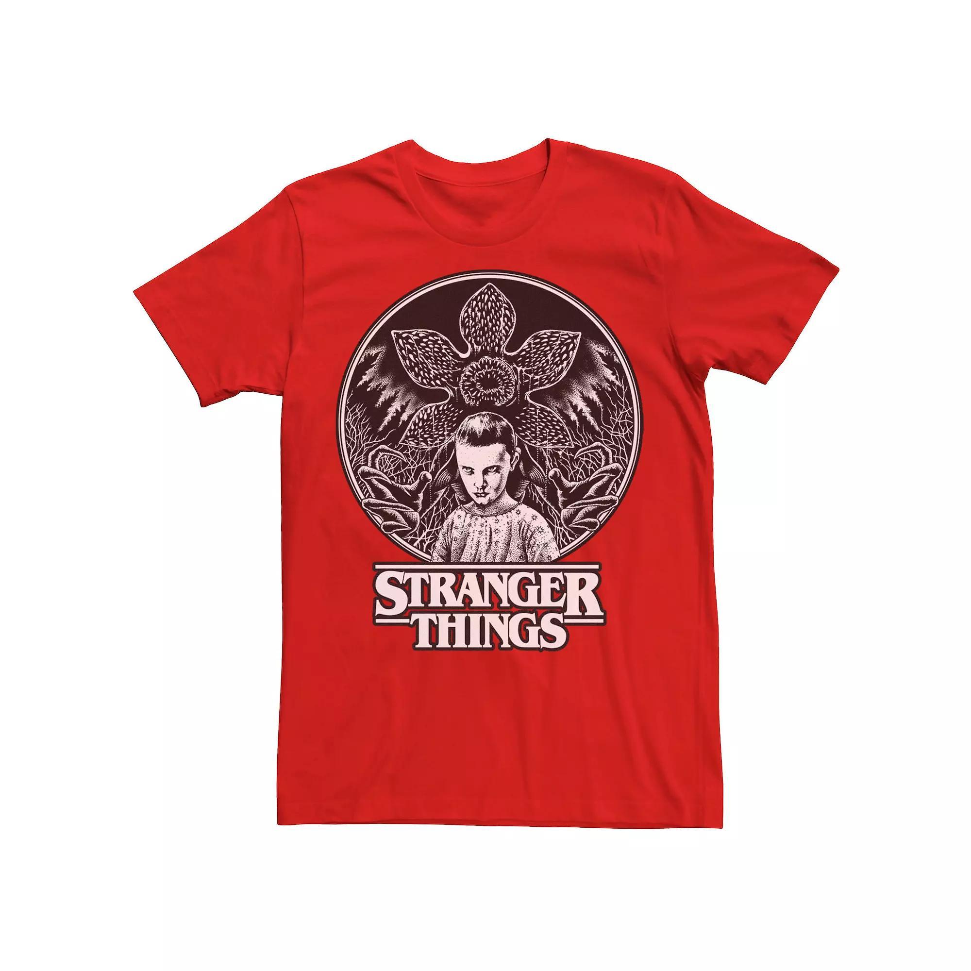 Men's Netflix Stranger Things Eleven And Demogorgon Circle Tee, Size: Medium, Red Product Image