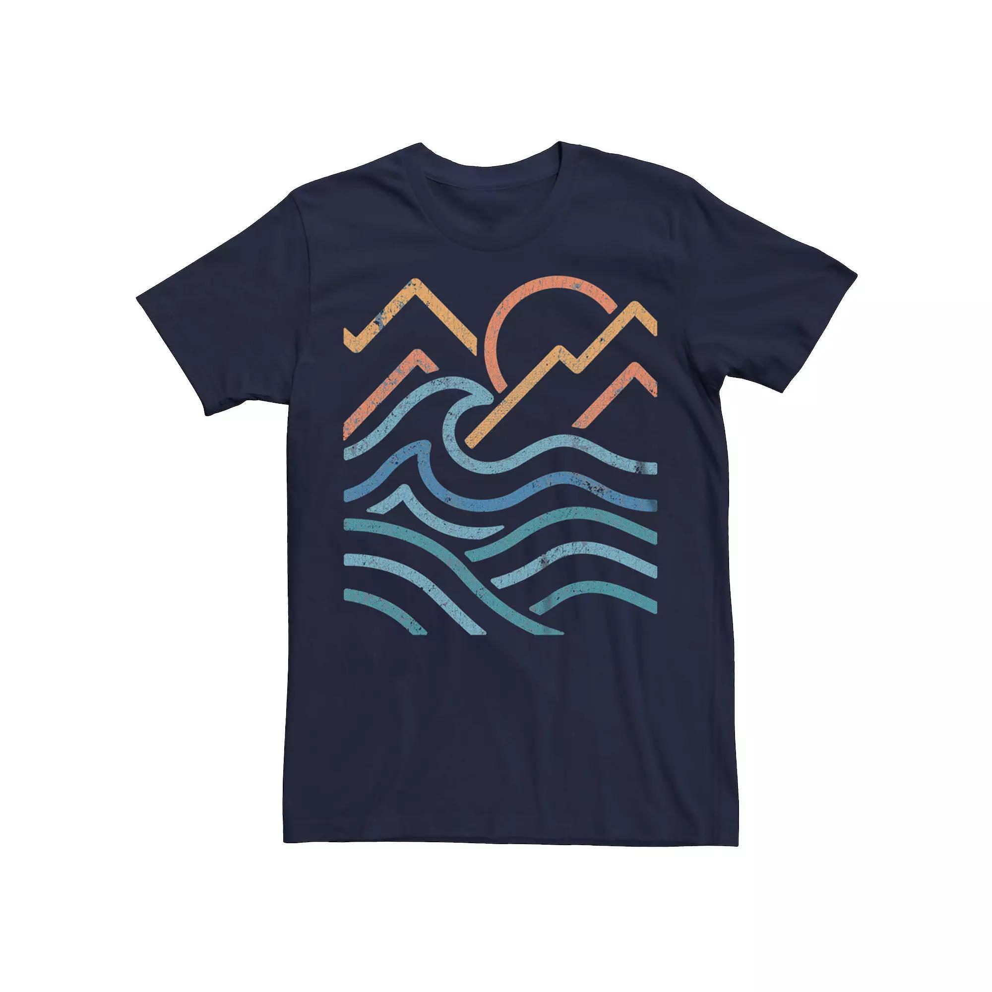 Men's Mountain Beach Sunrise Graphic Tee, Size: Large, Blue Product Image