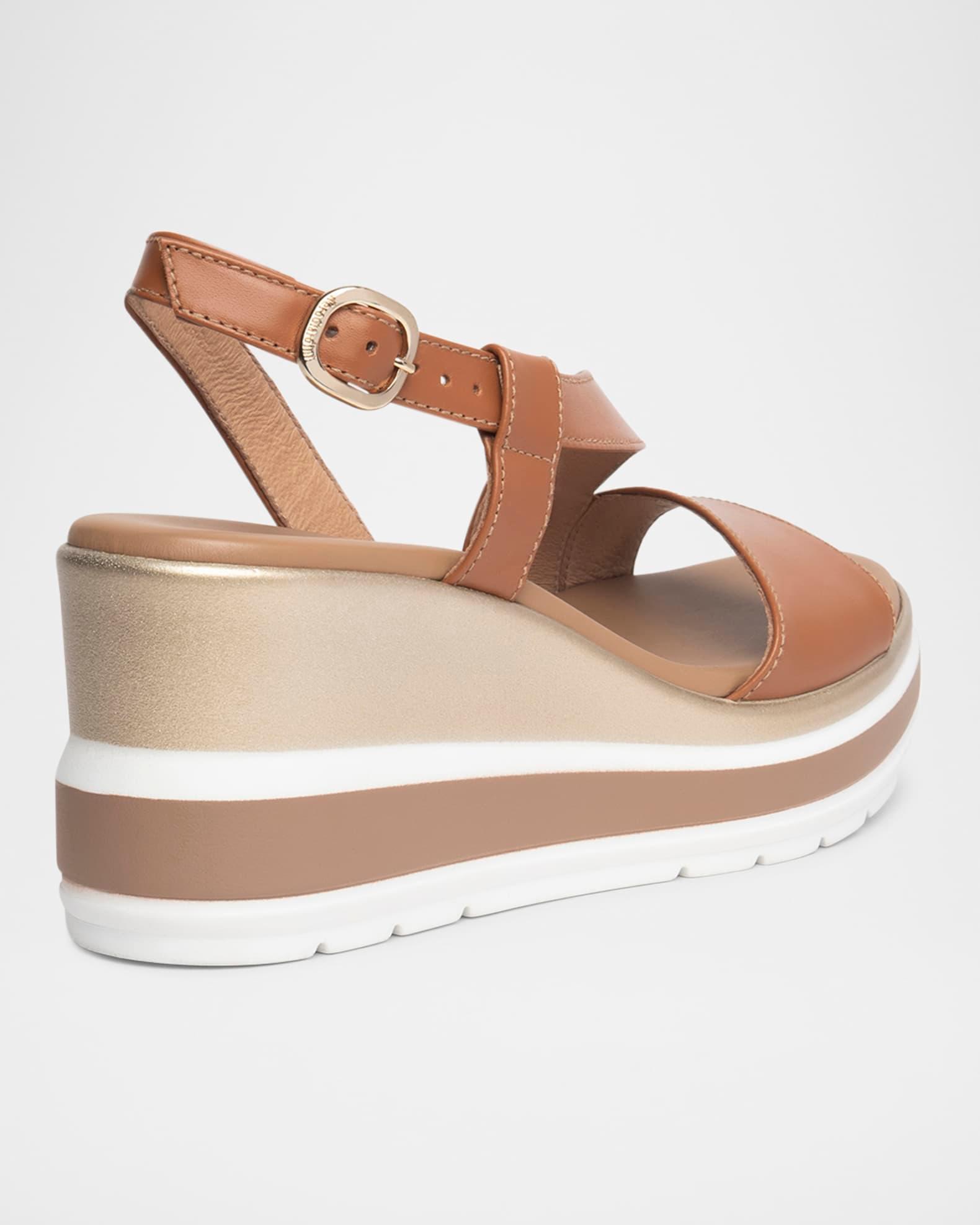Leather Wedge Slingback Sandals Product Image