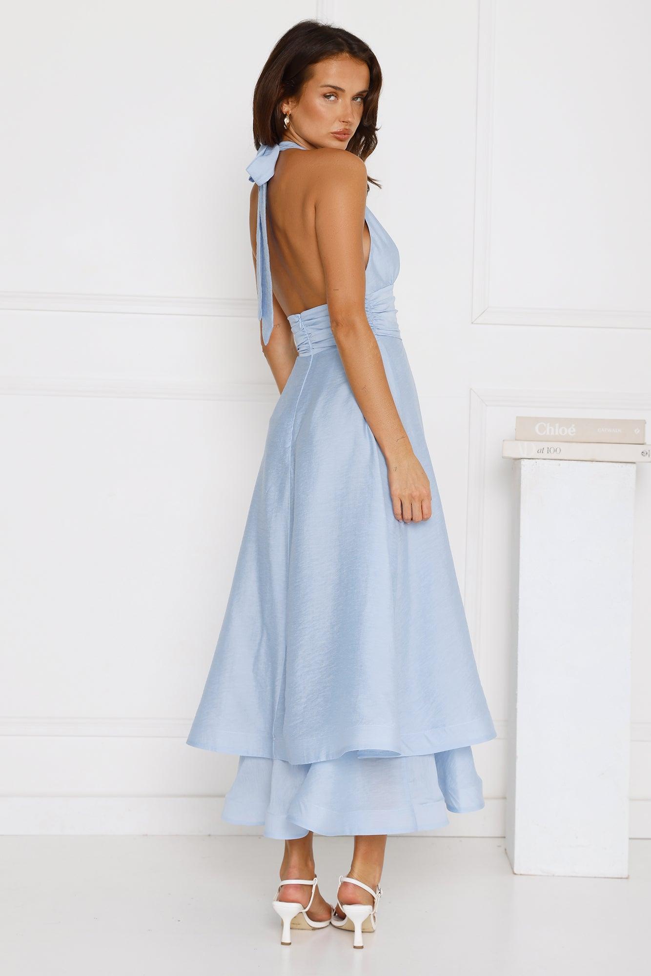 Opal Glow Halter Maxi Dress Blue Product Image