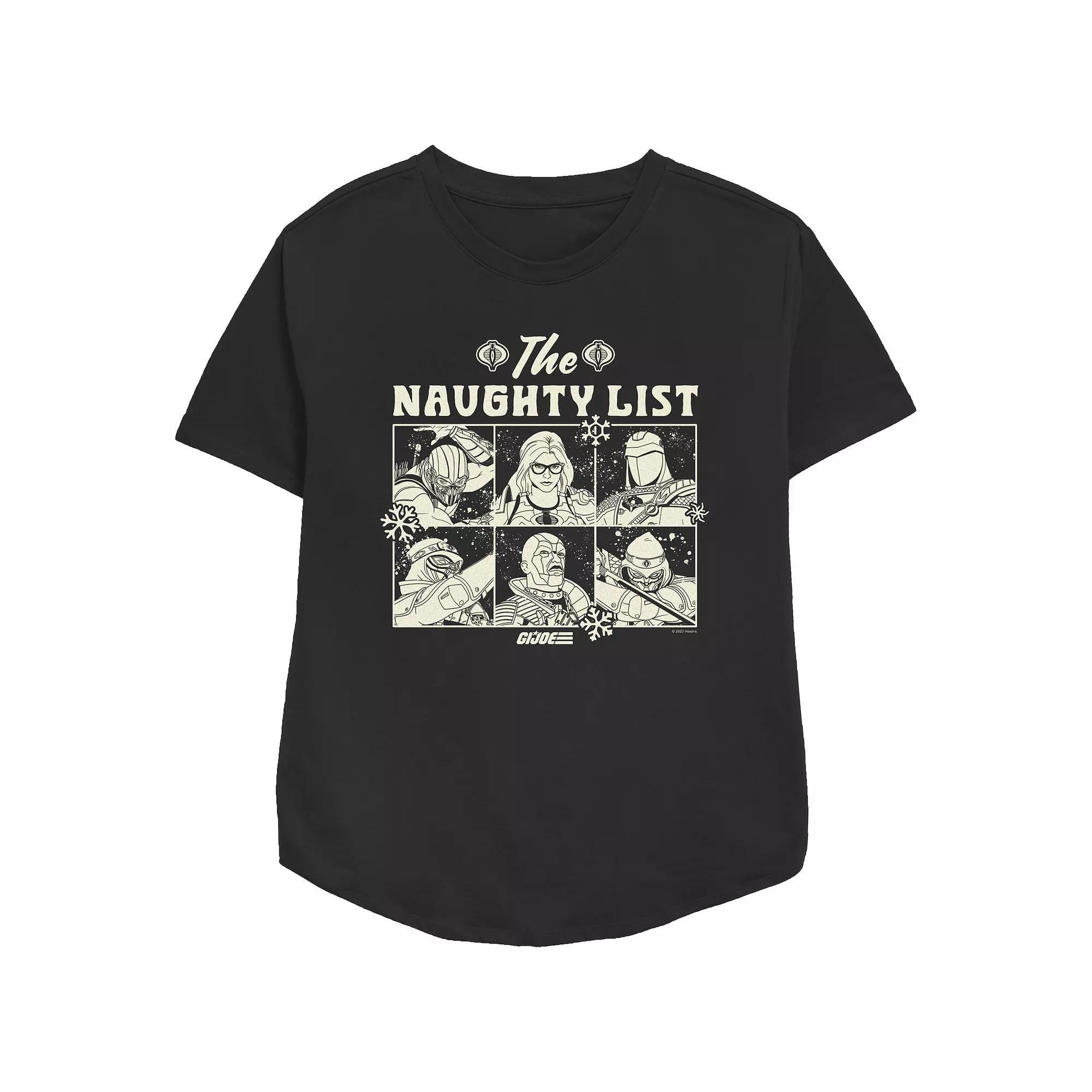 Women's GI Joe The Naughty List Relaxed Fit Graphic Tee, Size: Large, Black Product Image