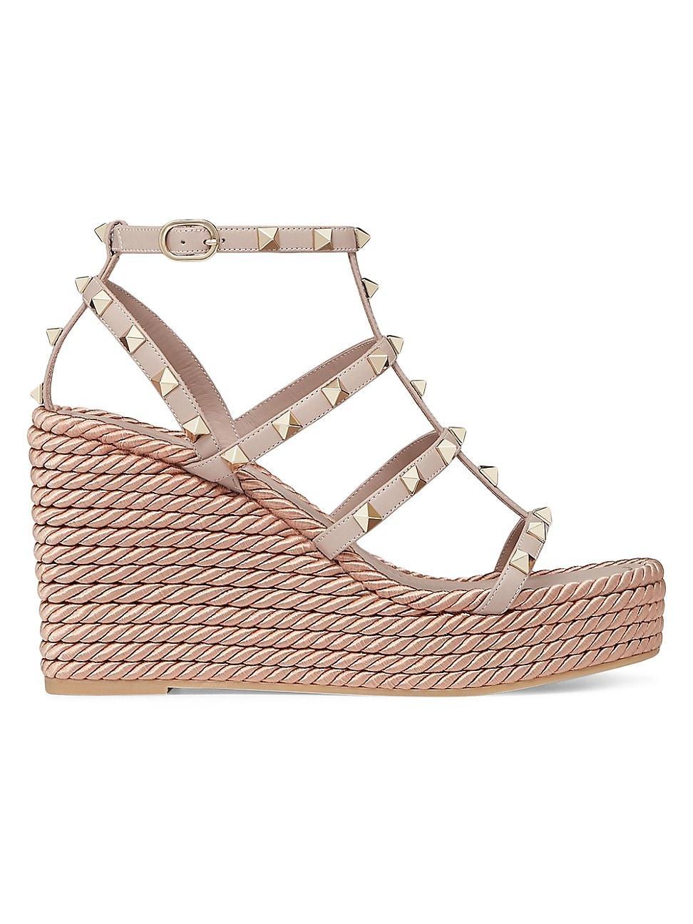 Womens Rockstud Ankle Strap 95MM Wedge Sandals Product Image