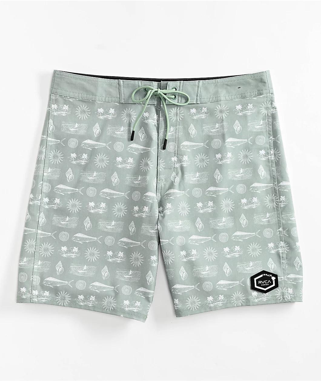 RVCA Dorado Hemp Stretch Green Haze Board Shorts Product Image