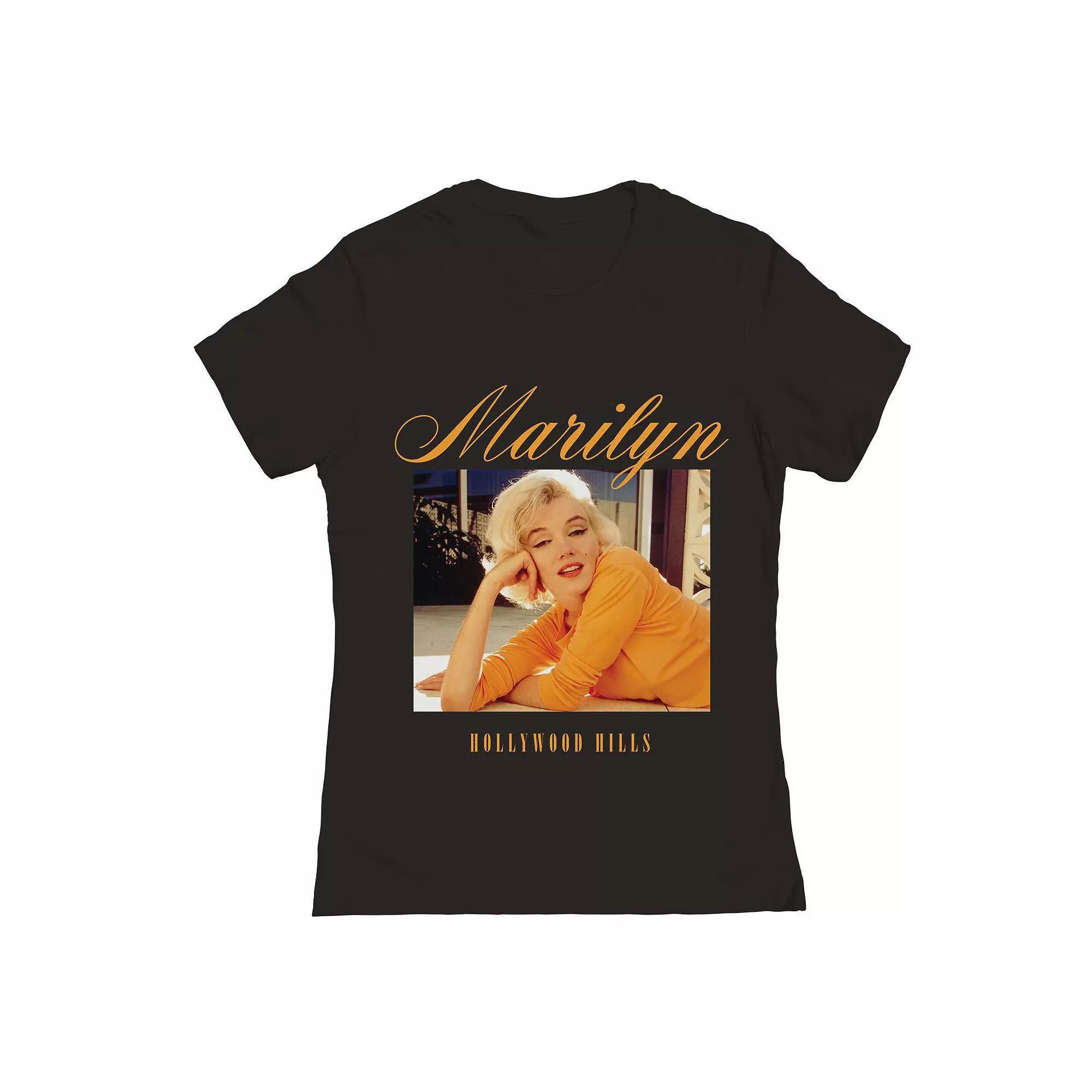 Junior's Grayson Threads The Label Marilyn Monroe Hollywood Hills Yellow Graphic Tee, Women's, Size: Medium, Black Product Image