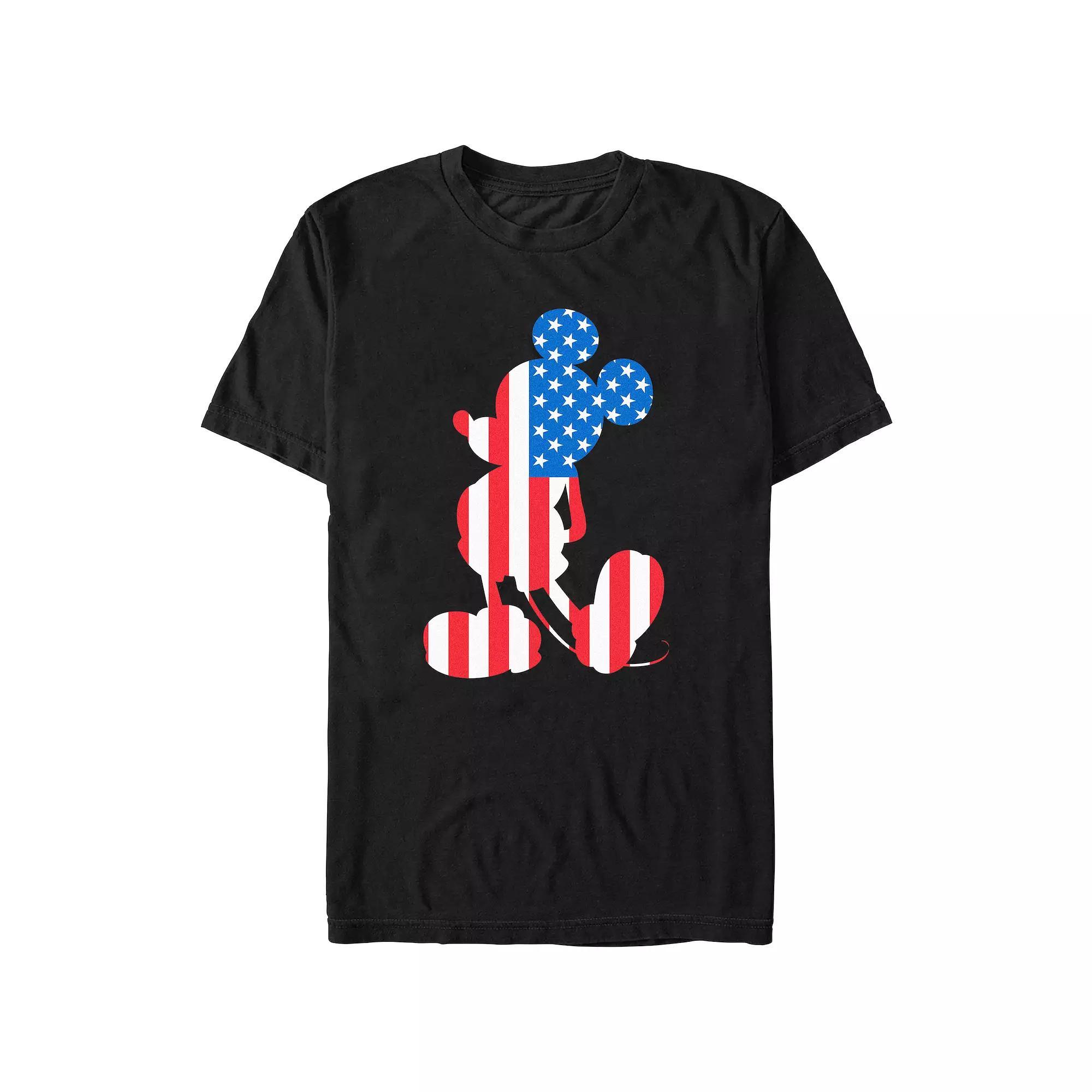 Disney's Mickey Mouse USA Flag Filled Silhouette Big & Tall Graphic Tee, Men's, Size: 5XB, Black Product Image