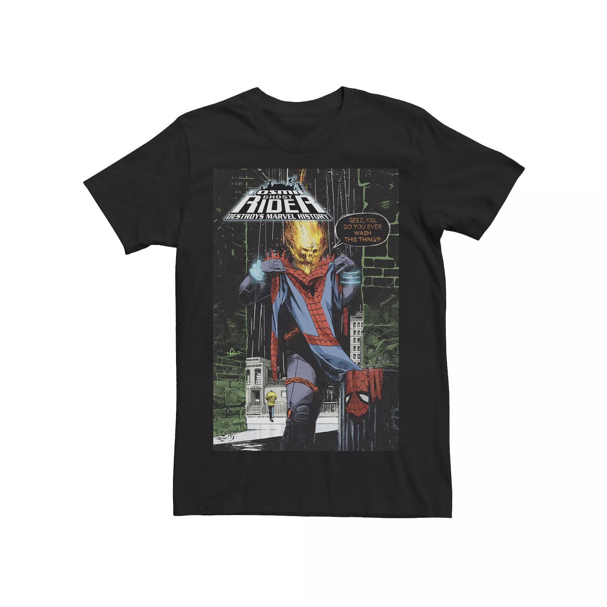 Men's Marvel Ghost Rider Destroys Marvel History Comic Book Cover Tee, Size: 3XL, Black Product Image