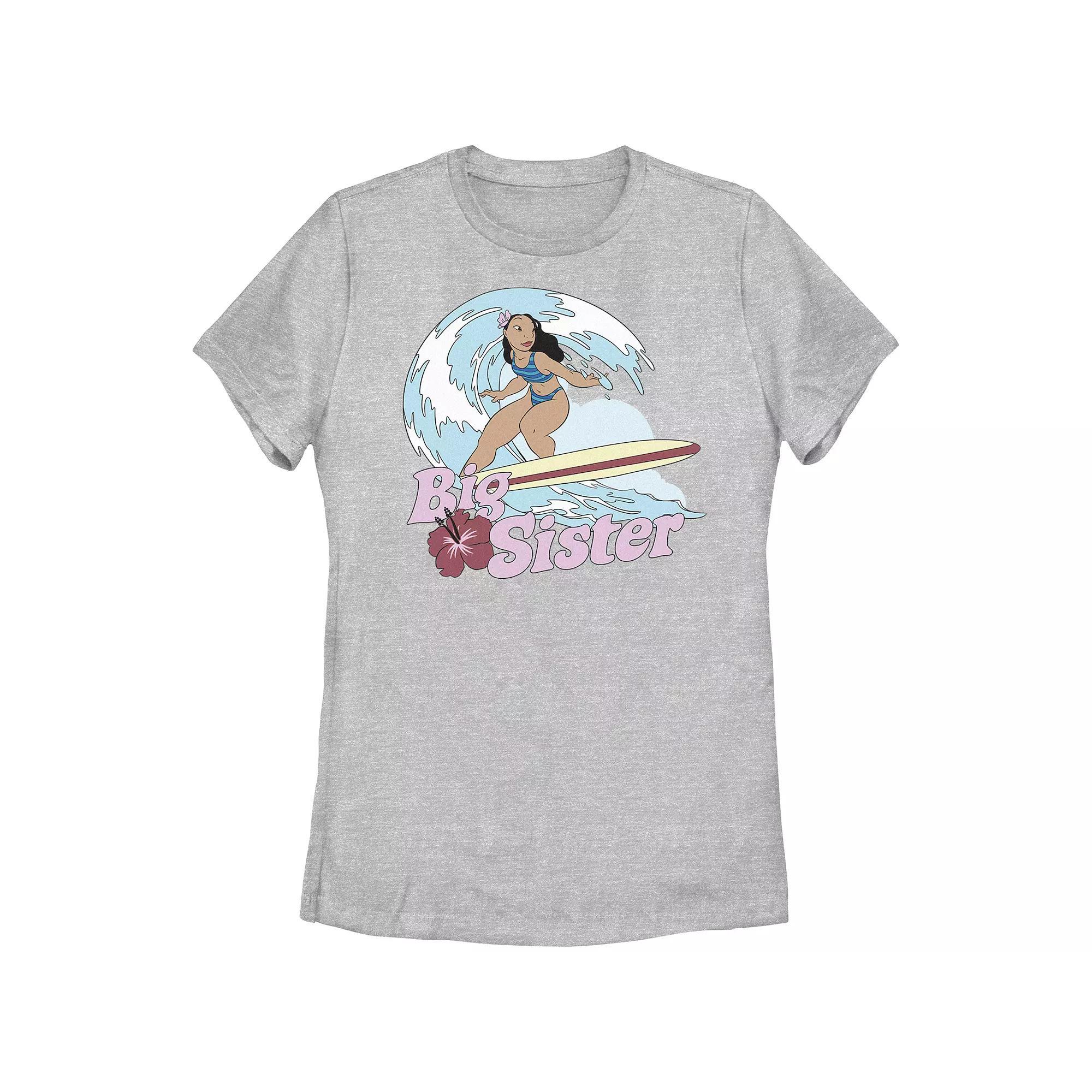 Disney's Lilo & Stitch Women's Surfing Nani Big Sister Tee, Girl's, Size: Large, Athletic Grey Product Image