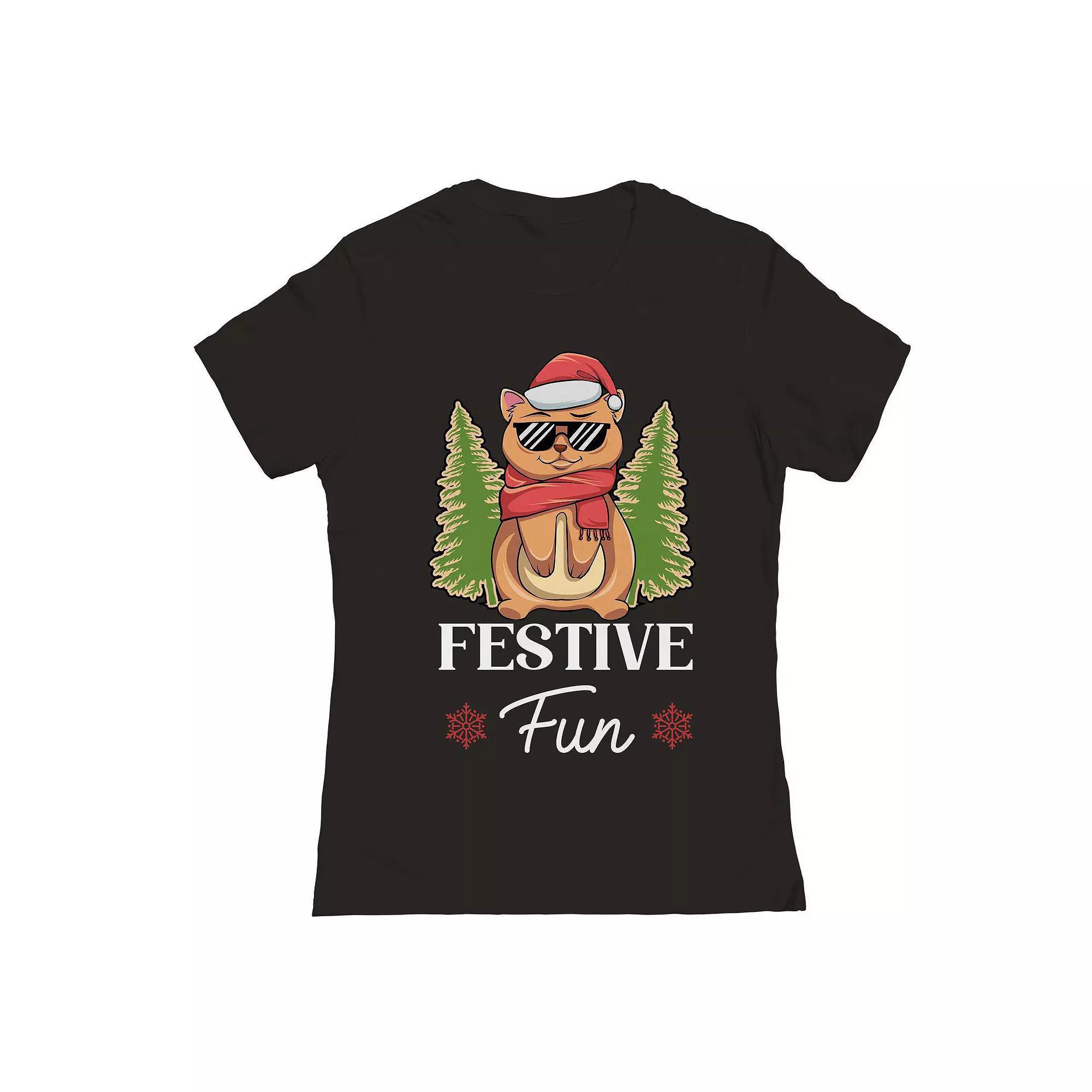 Junior's Christmas Festive Fun Graphic Tee, Women's,  Product Image