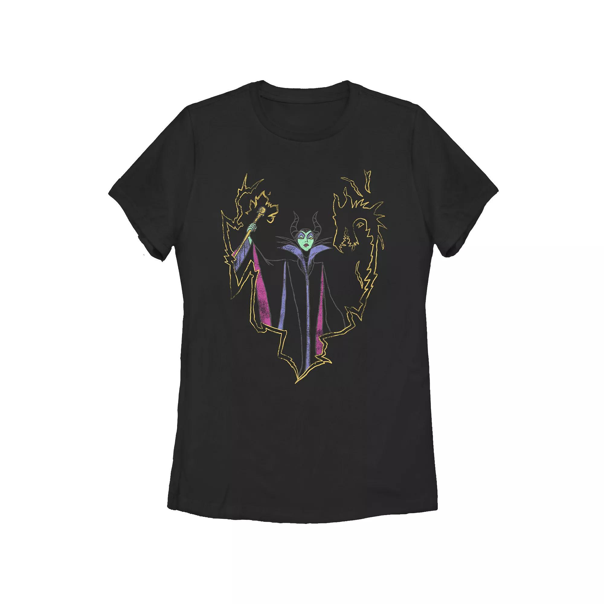 Disney Villains Sleeping Beauty Maleficent Casting Magic Juniors' Graphic Tee, Girl's, Size: XXL, Black Product Image