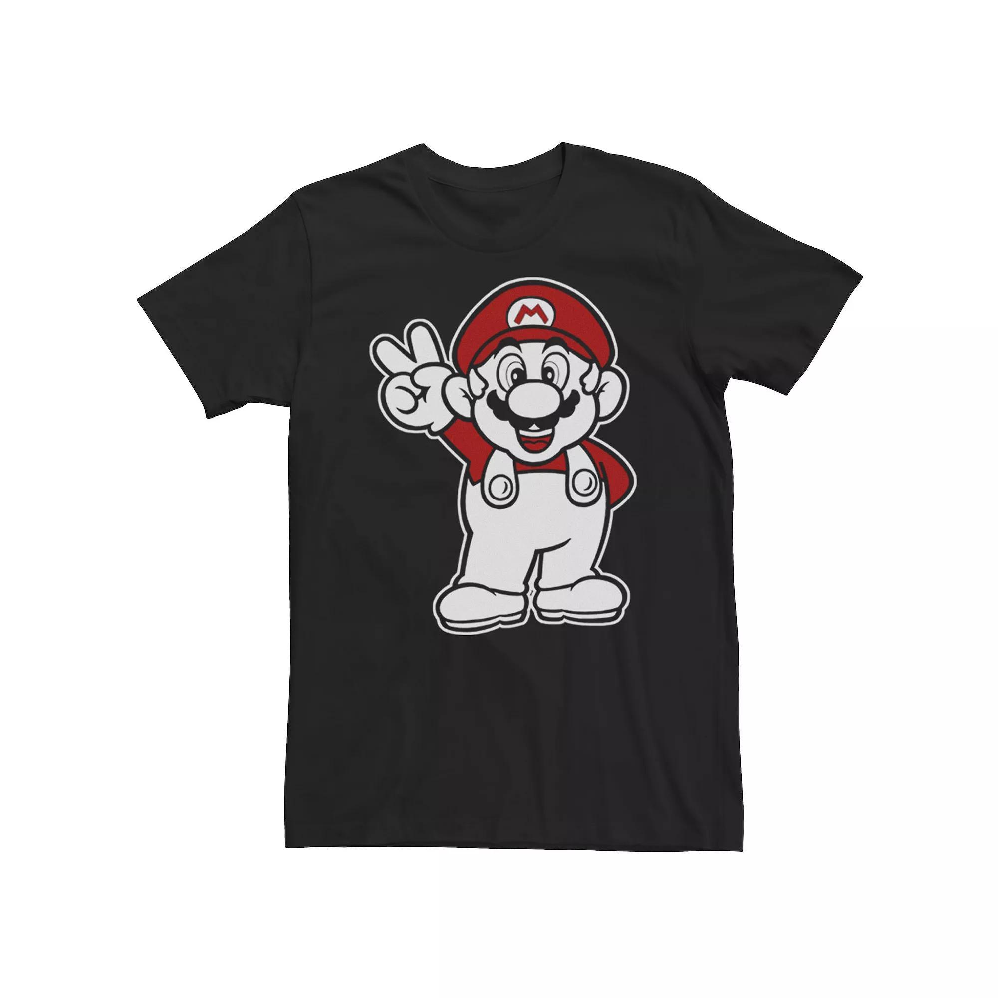 Big & Tall Nintendo Super Mario Red And White Peace Sign Fleece Tee, Men's,  Product Image