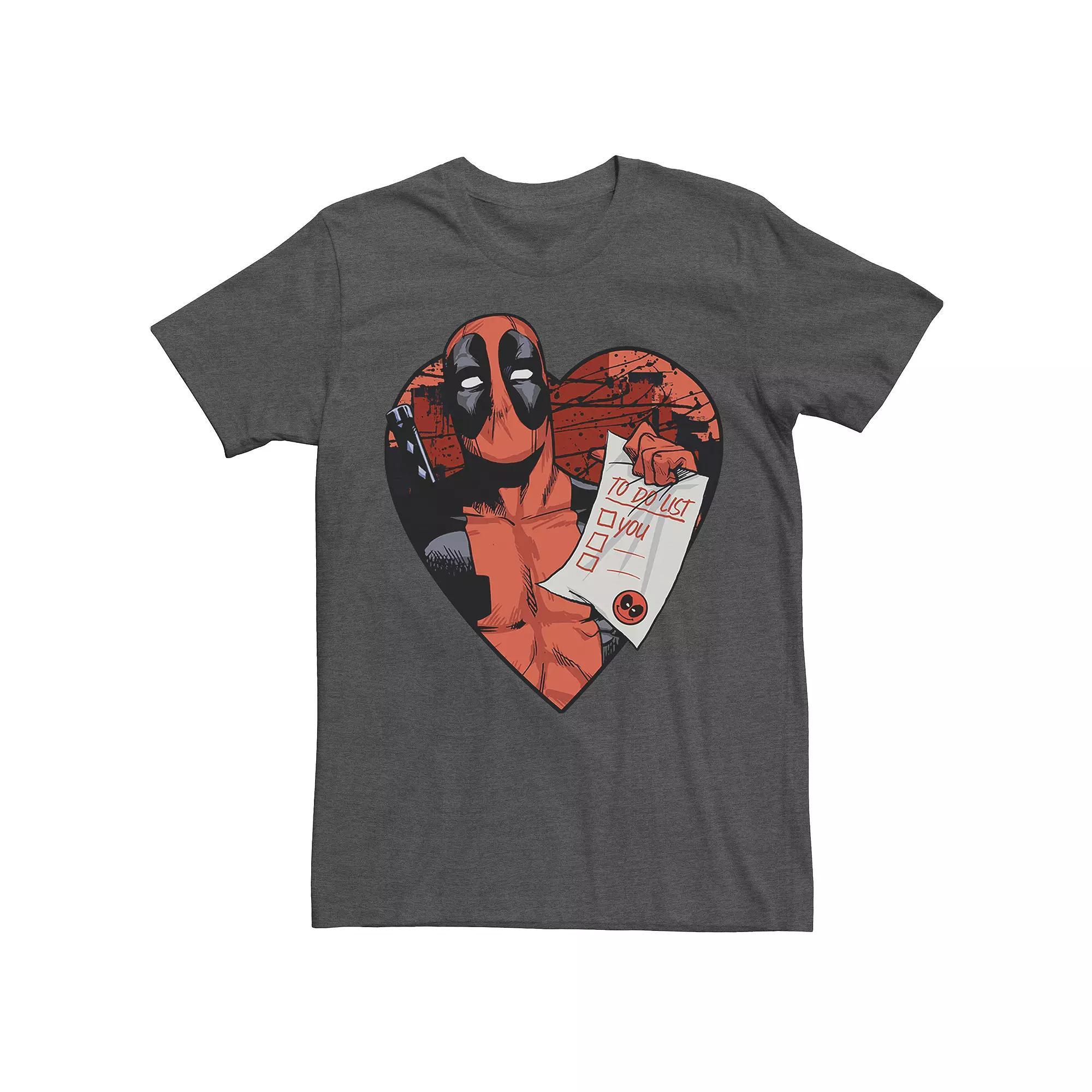 Men's Deadpool Heart Tee, Size: Small, Grey Heather Product Image