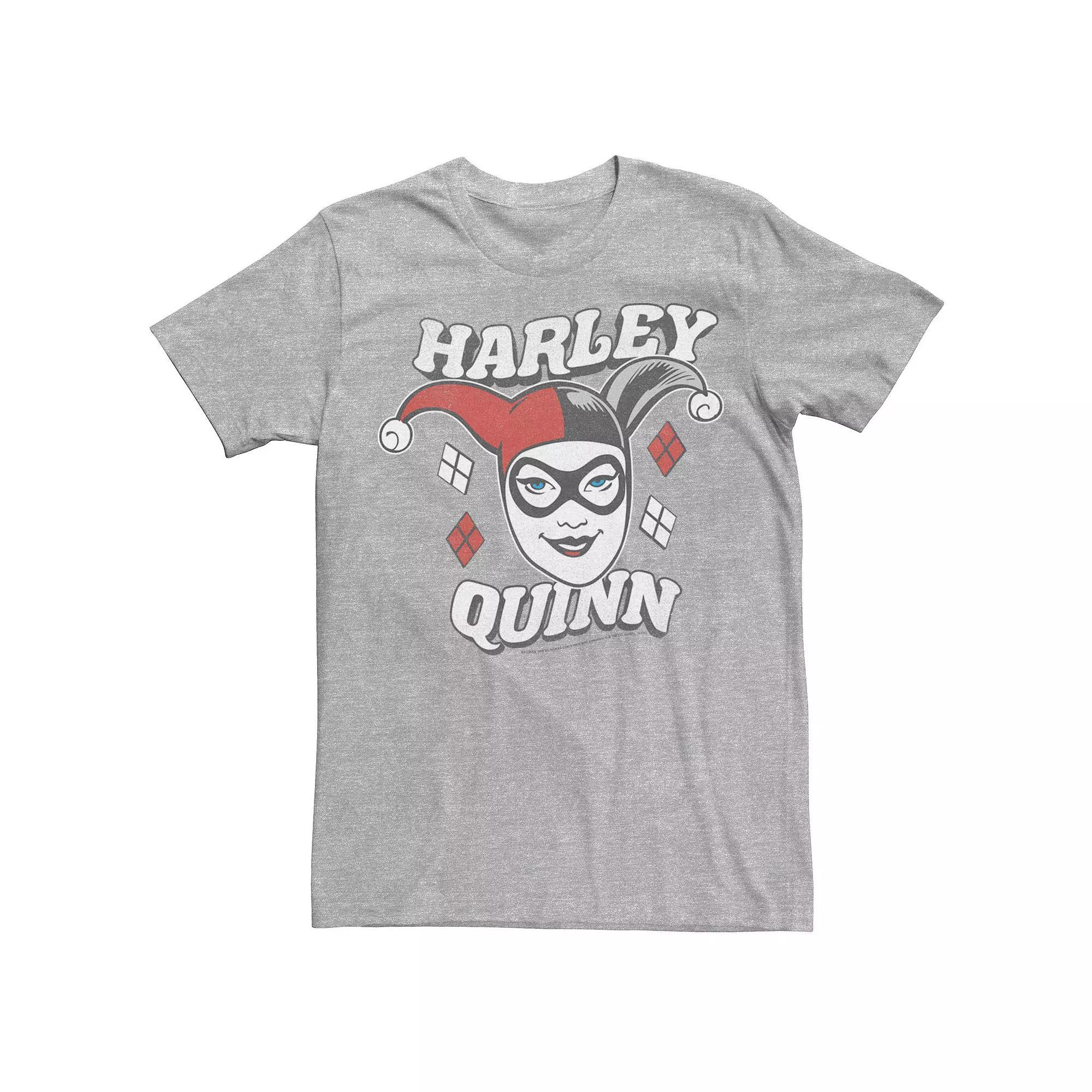 Men's Batman Vintage Harley Quinn Head Shot Tee, Size: Small, Athletic Grey Product Image