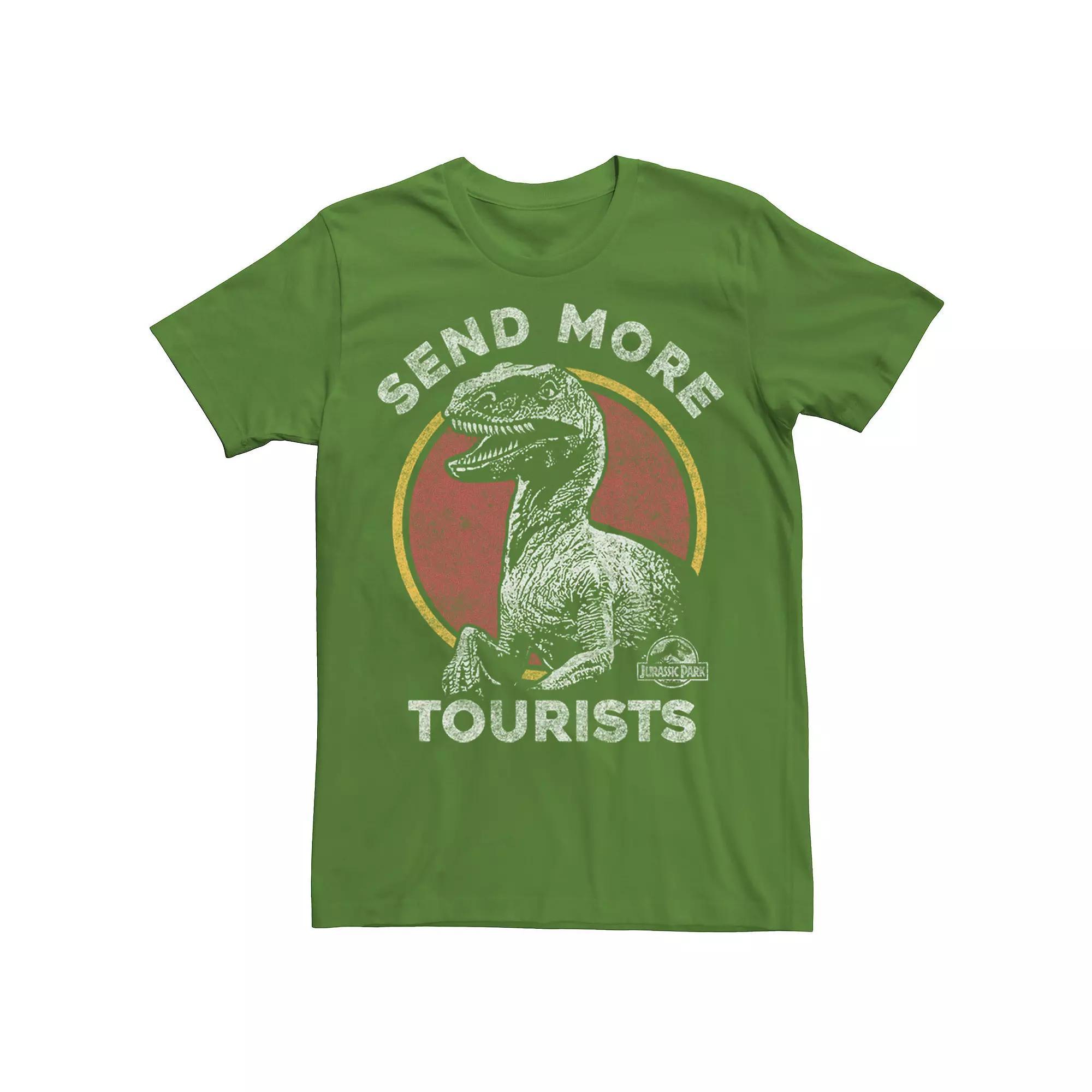 Men's Jurassic Park Raptor Says Send More Tourists Tee, Size: Small, Kelly Product Image