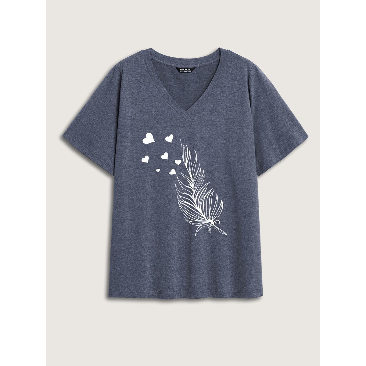 Plus Size Make a Wish V-Neck T-Shirt Indigo Women Leisure Non Art&design V-neck Casual T-shirts BloomChic 30/6X Product Image