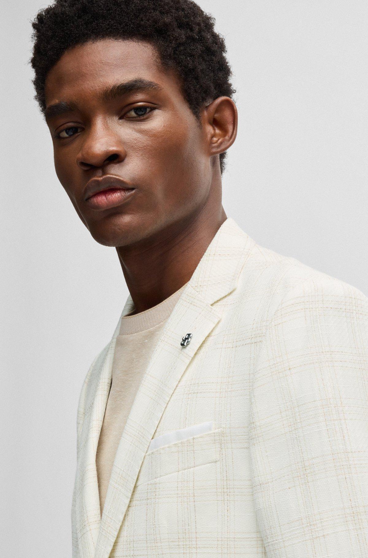 Slim-fit suit jacket in a checked wool blend Product Image